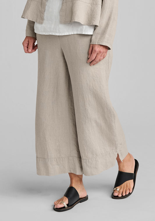 vented cuff pant linen pants with elastic waist natural