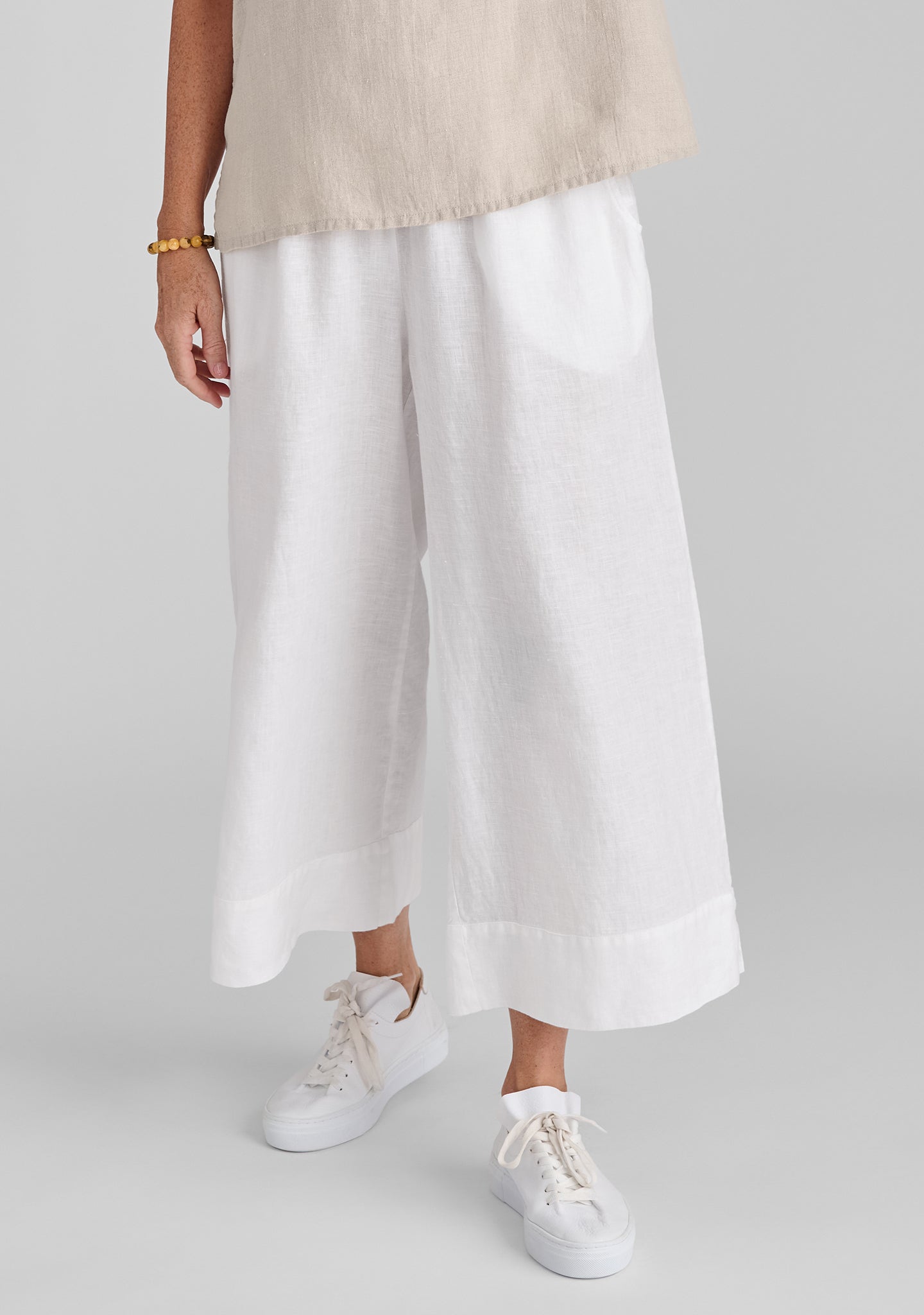 vented cuff pant linen pants with elastic waist white