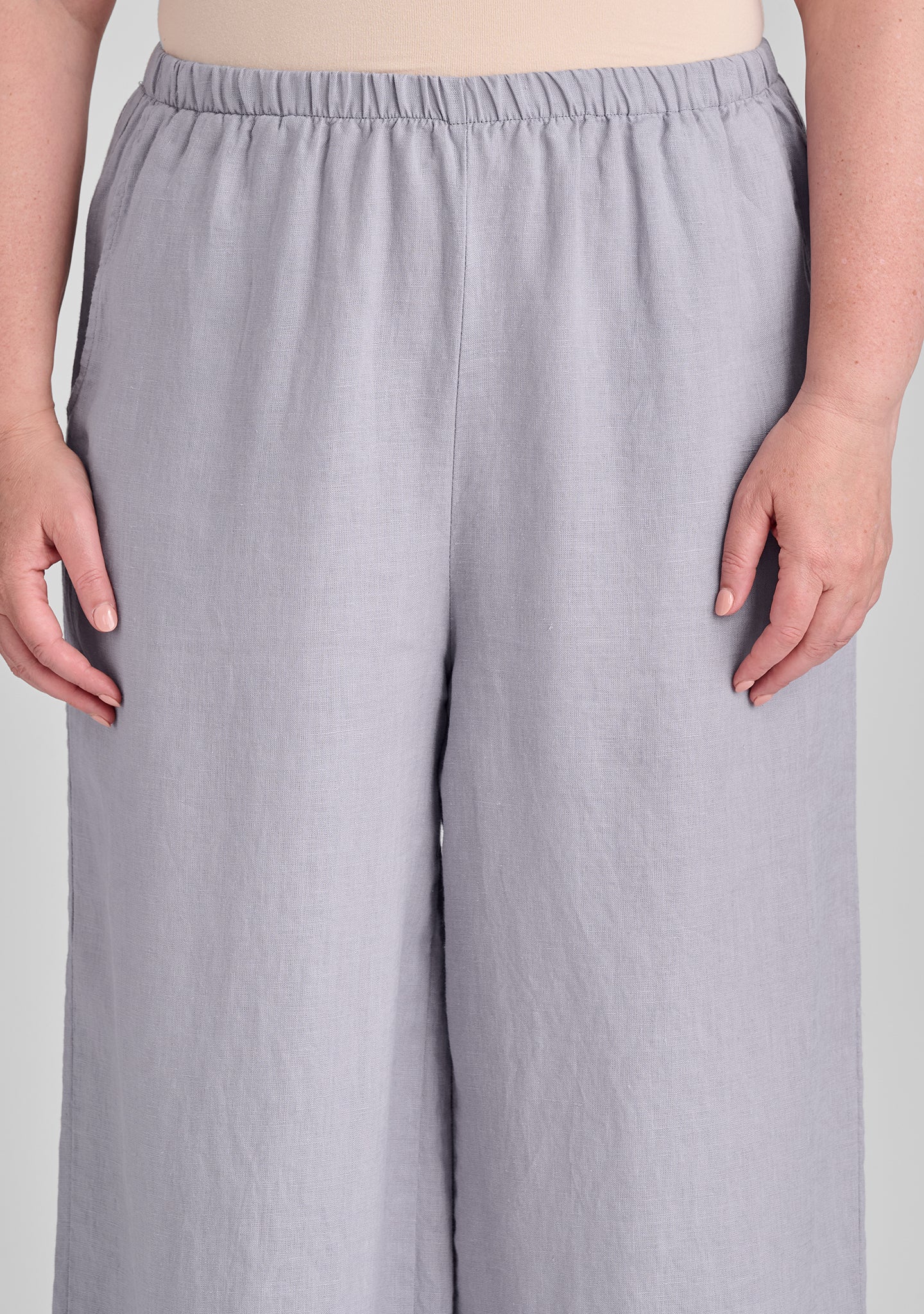 vented cuff pant linen pants with elastic waist details