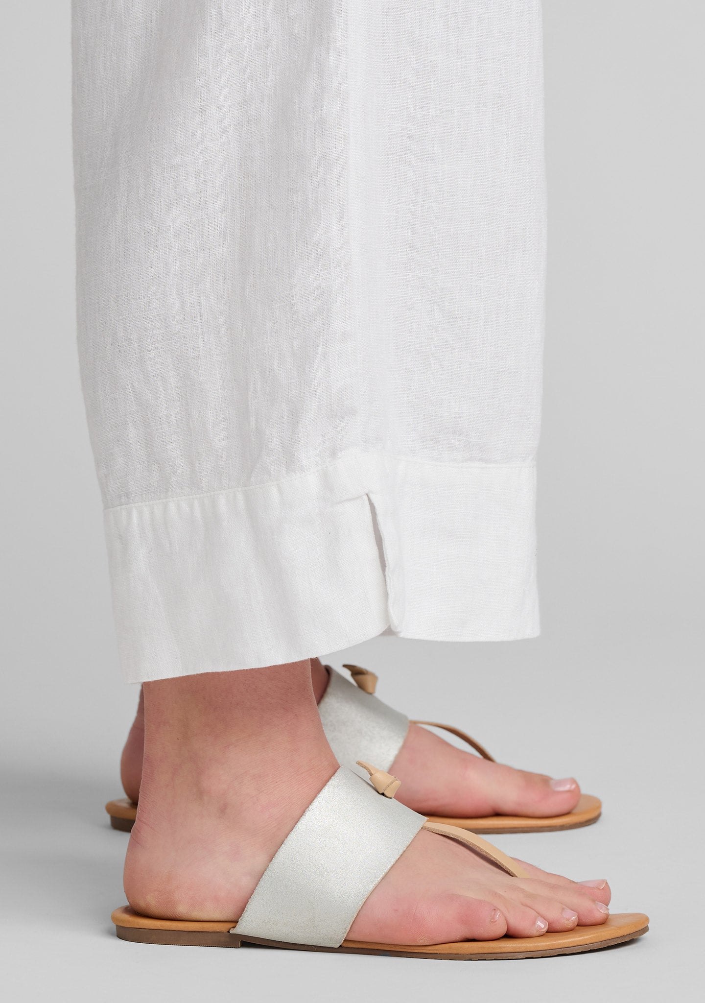 vented cuff pant linen pants with elastic waist details