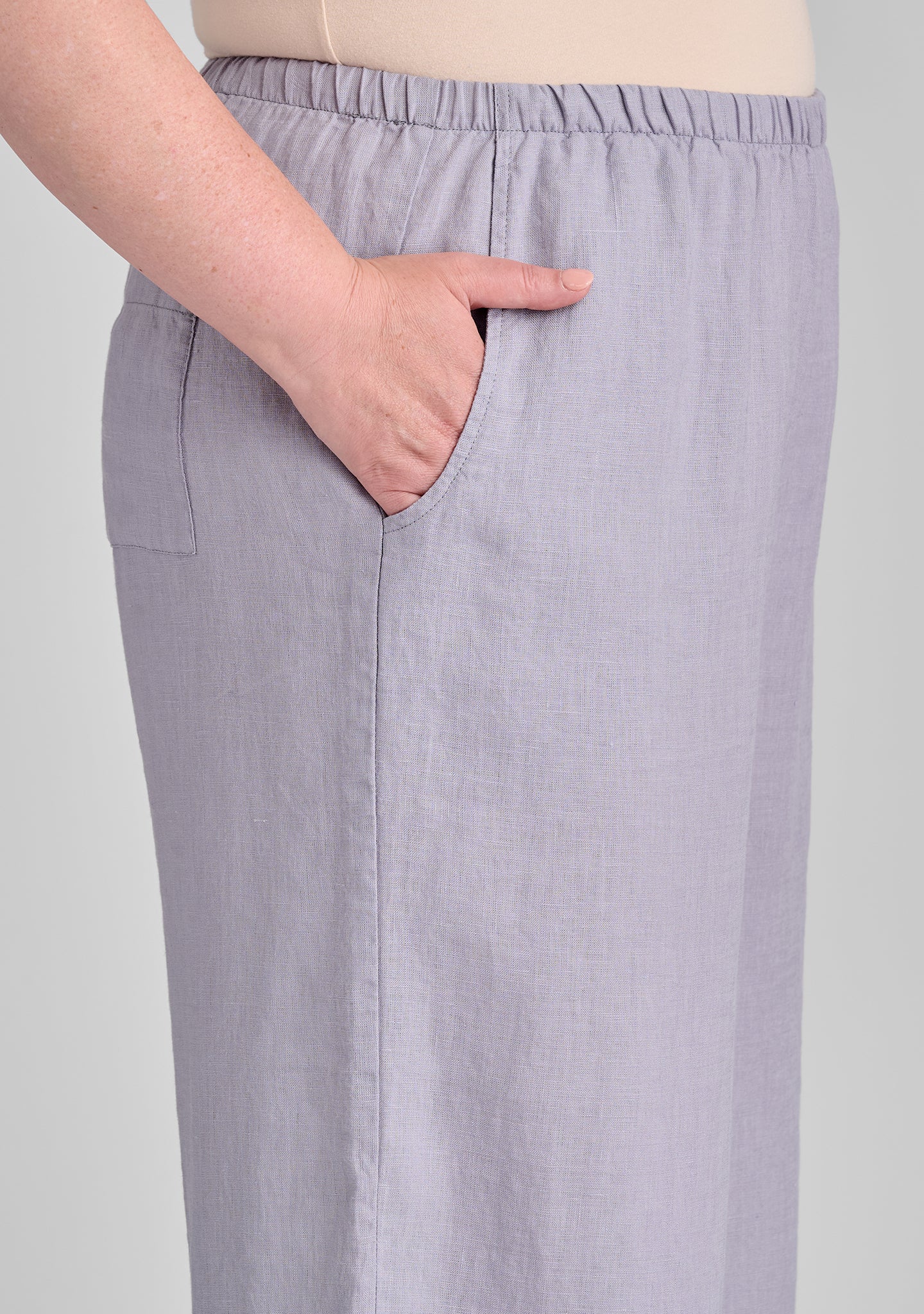 vented cuff pant linen pants with elastic waist details