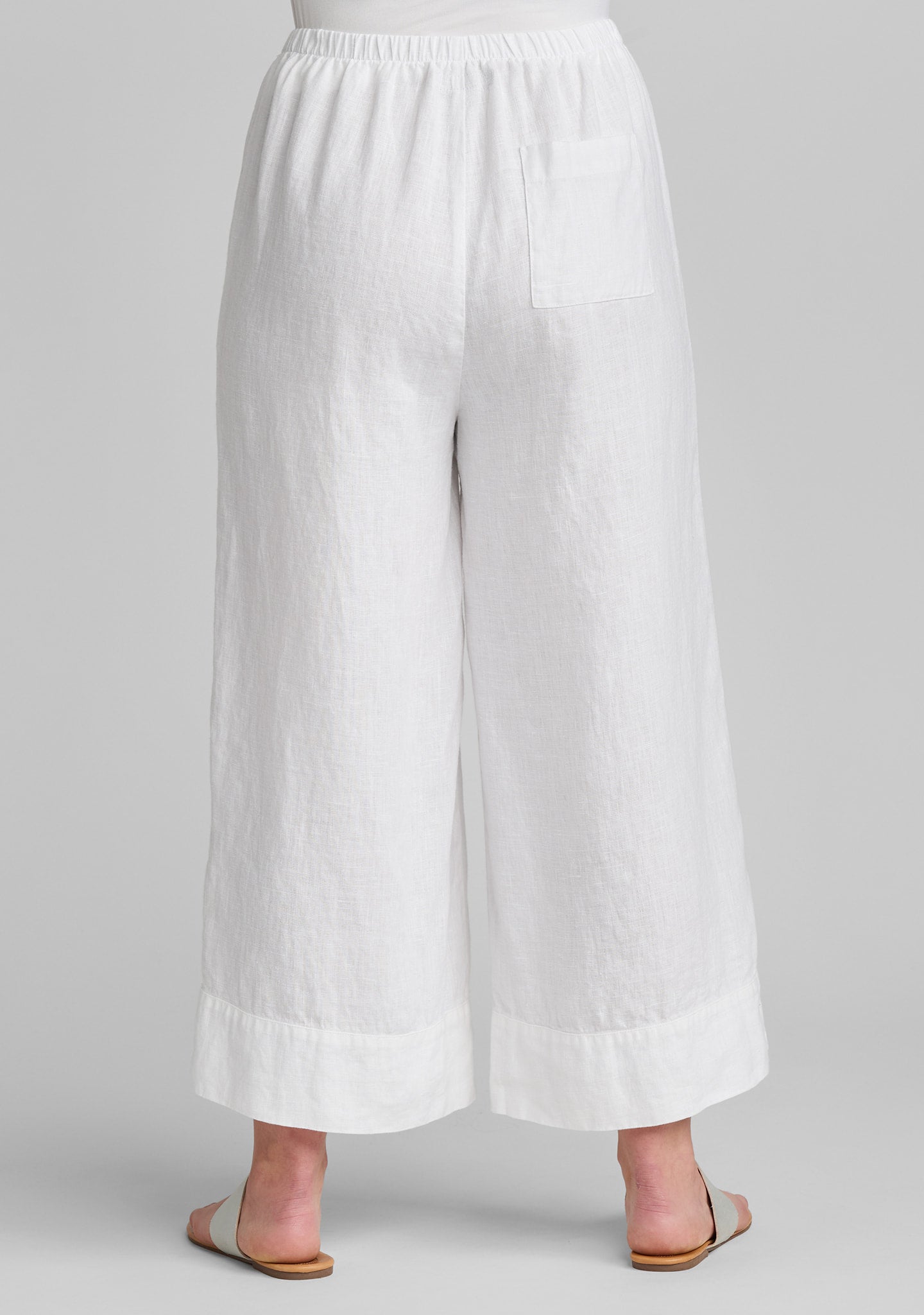 vented cuff pant linen pants with elastic waist details