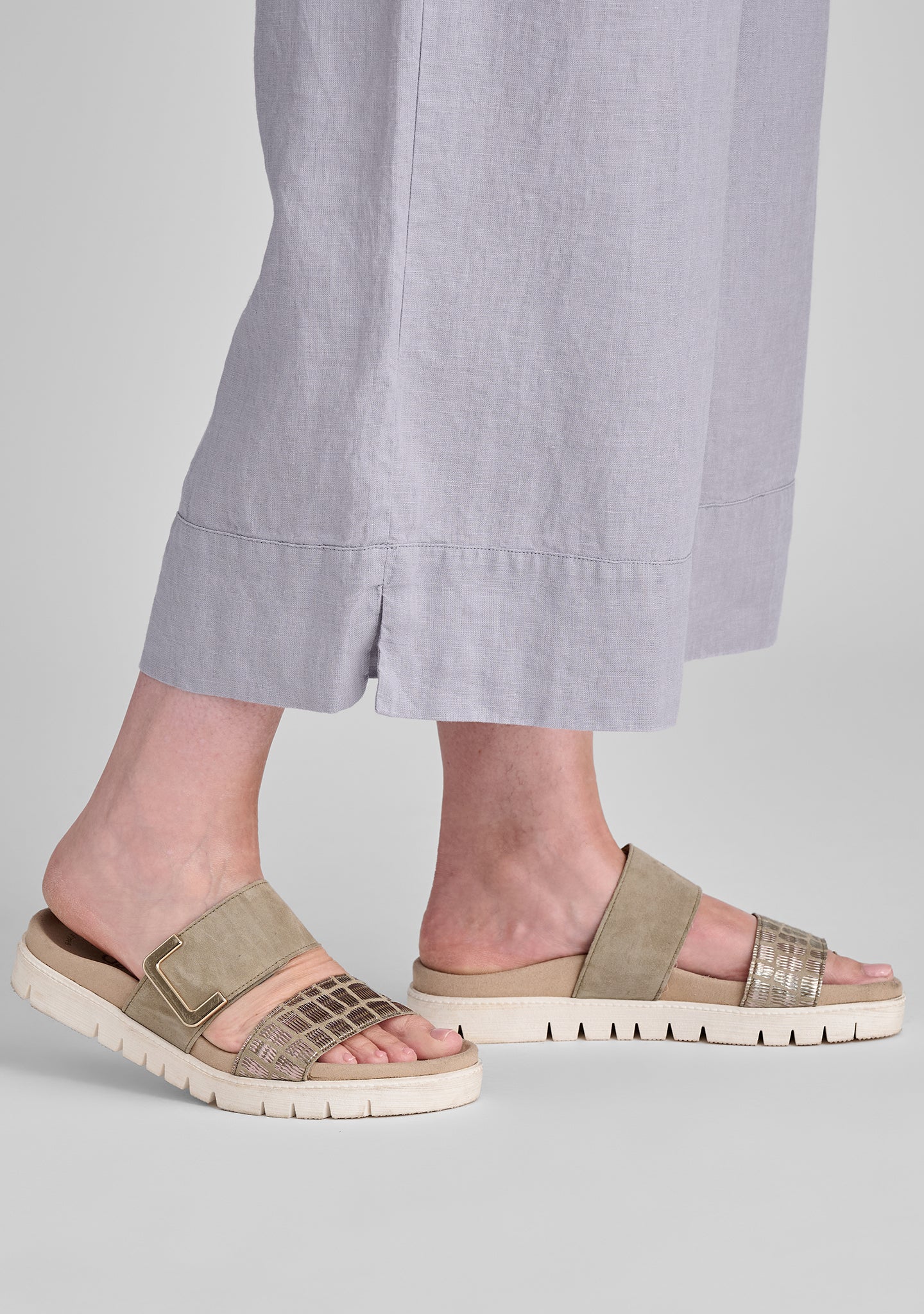 vented cuff pant linen pants with elastic waist details