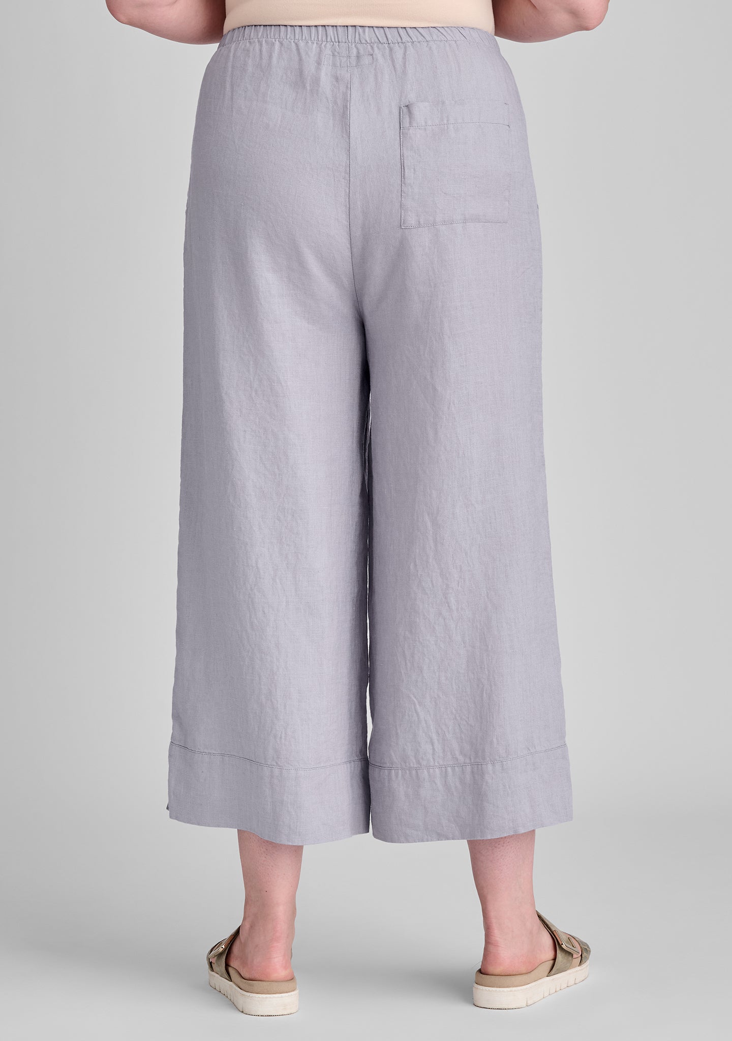 vented cuff pant linen pants with elastic waist details