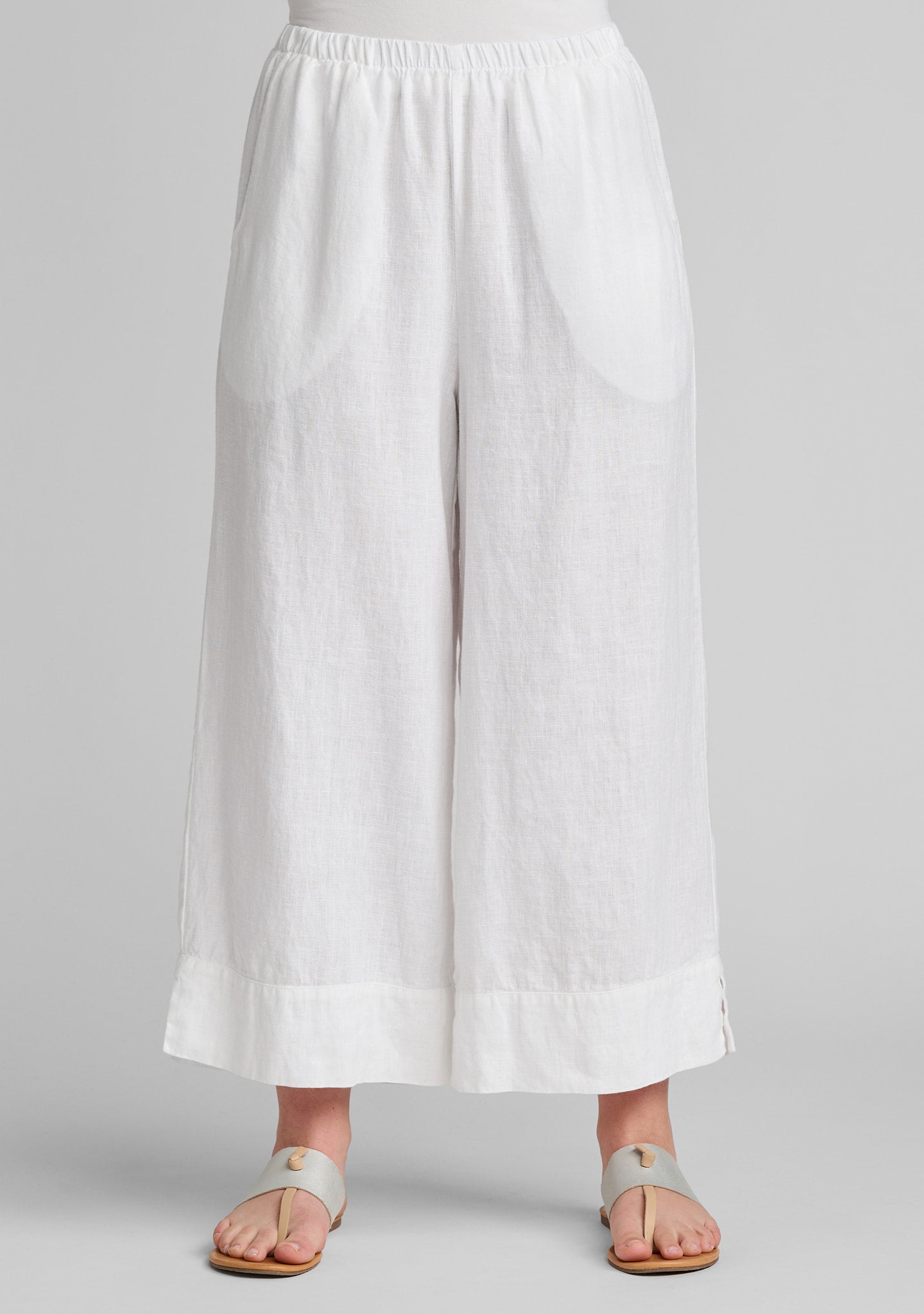 vented cuff pant linen pants with elastic waist details