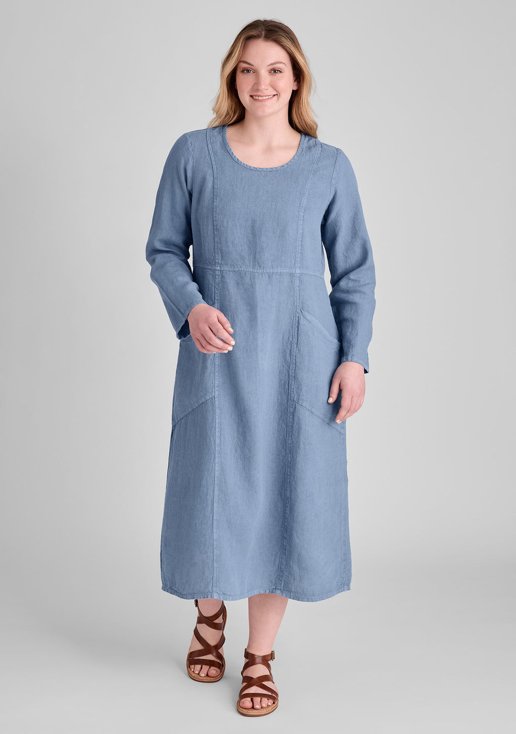 vintage dress linen maxi dress blue
