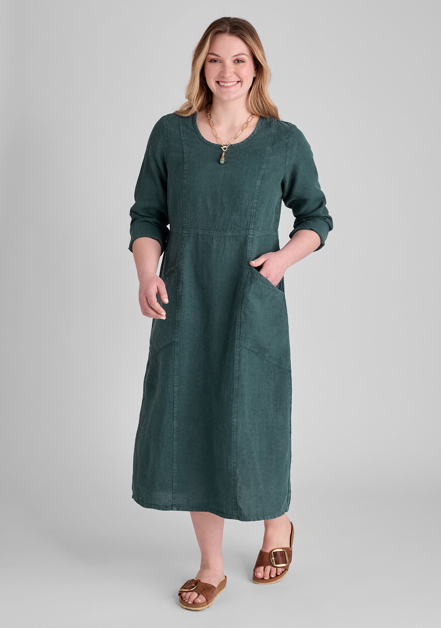 FLAX linen dress in green