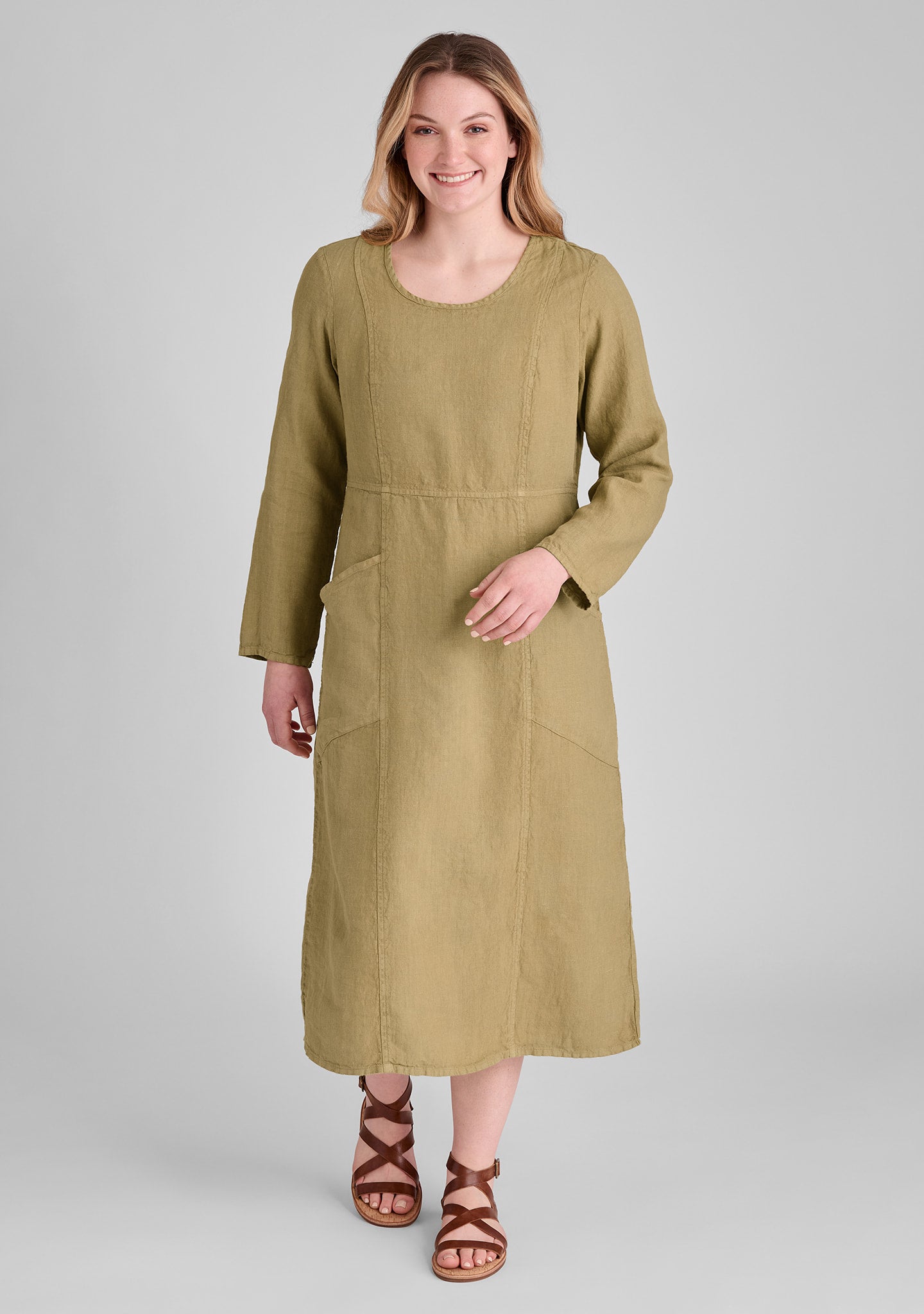 vintage dress linen maxi dress green