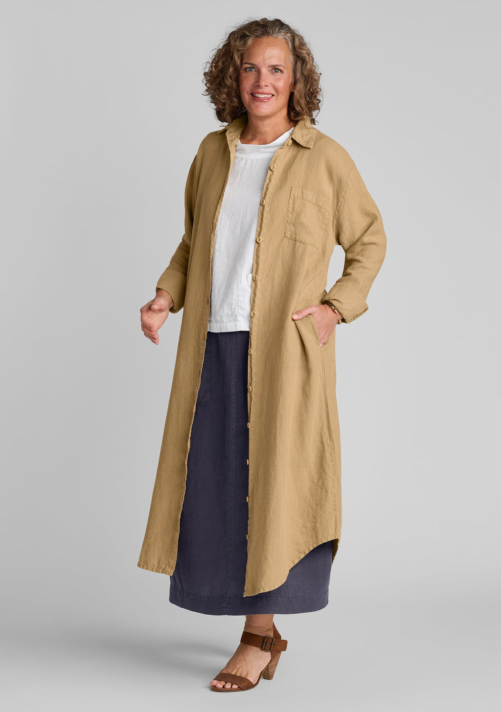 weekender dress linen button down dress brown