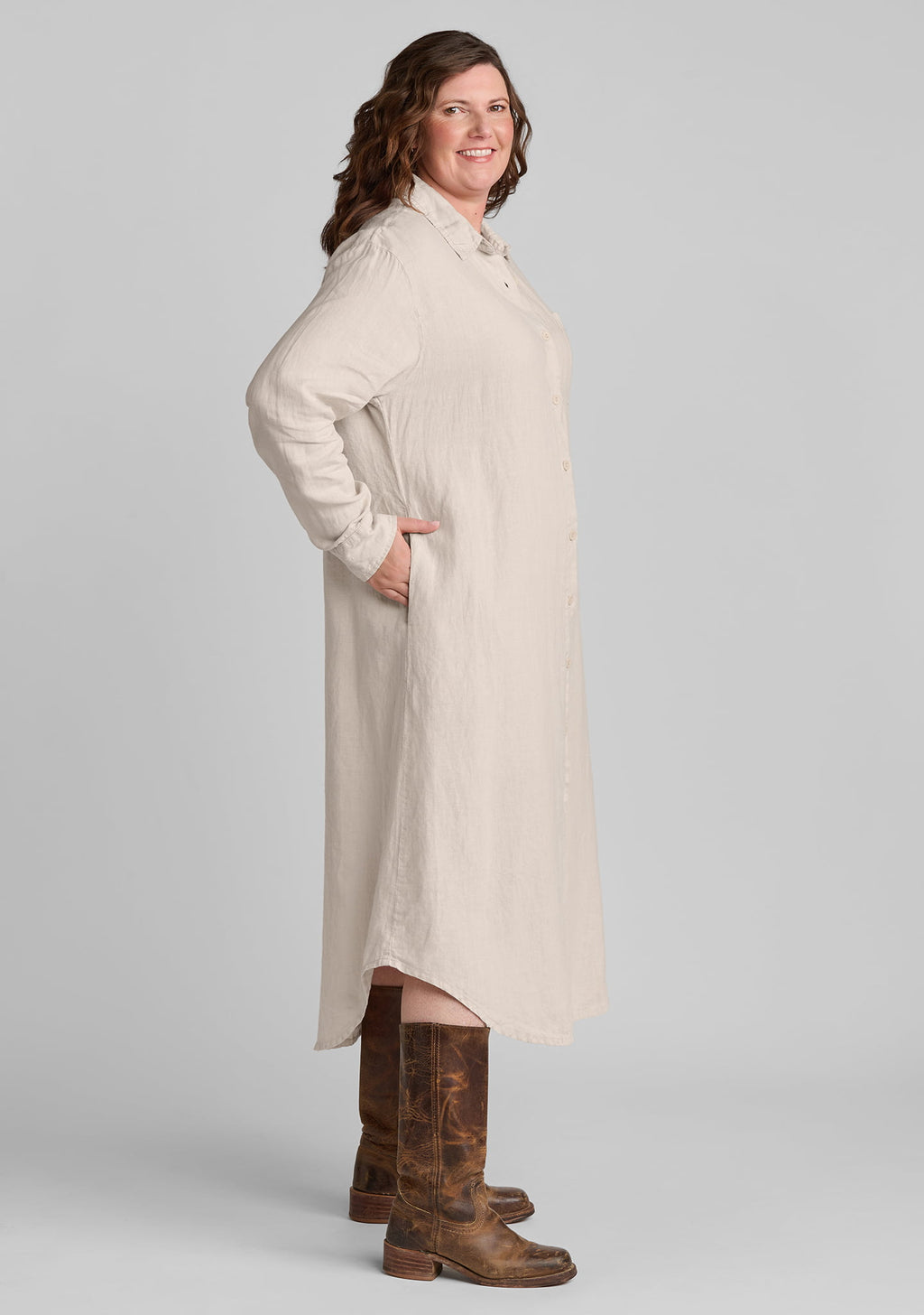 weekender dress linen button down dress details