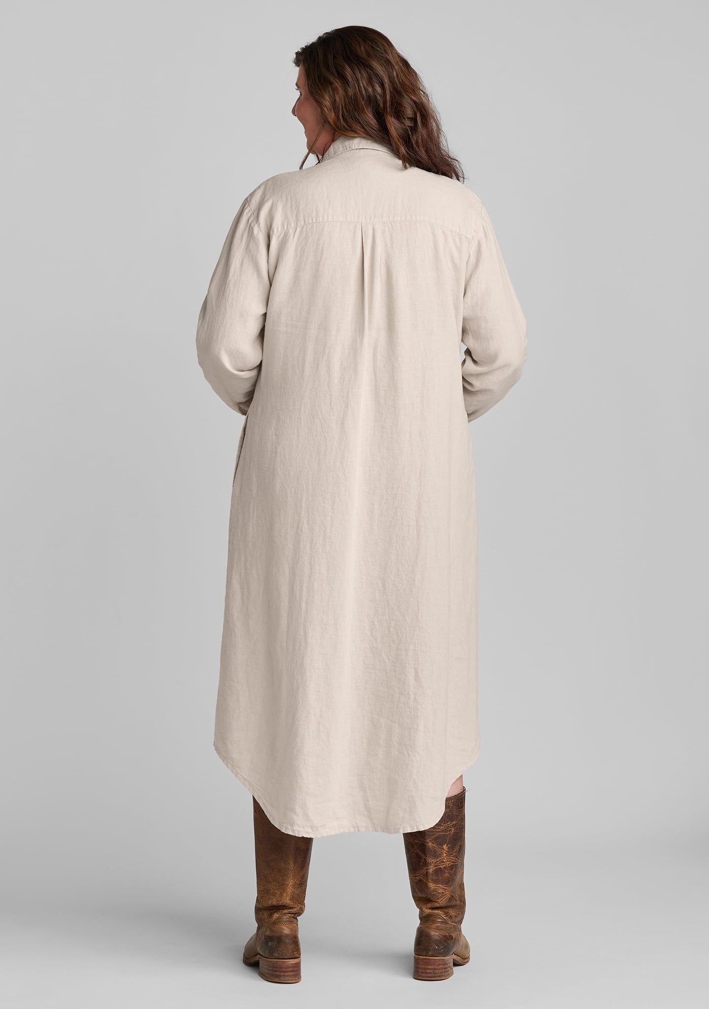 beige linen shirt dress ONLY - Linen Look Midi Shirt Dress - Women - Cotton - 8 US