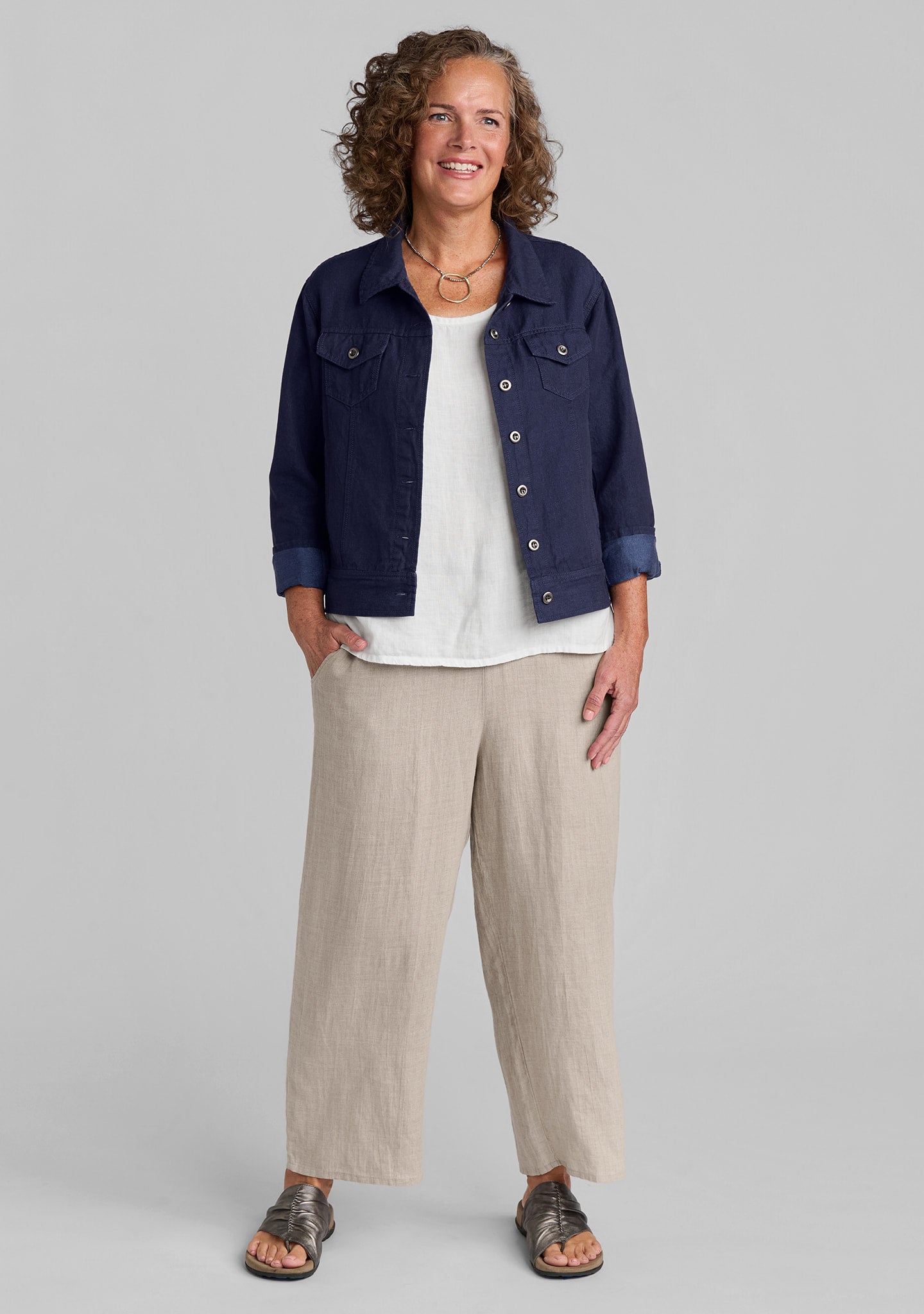 Western Jacket - Linen/Cotton Denim - Indigo Denim