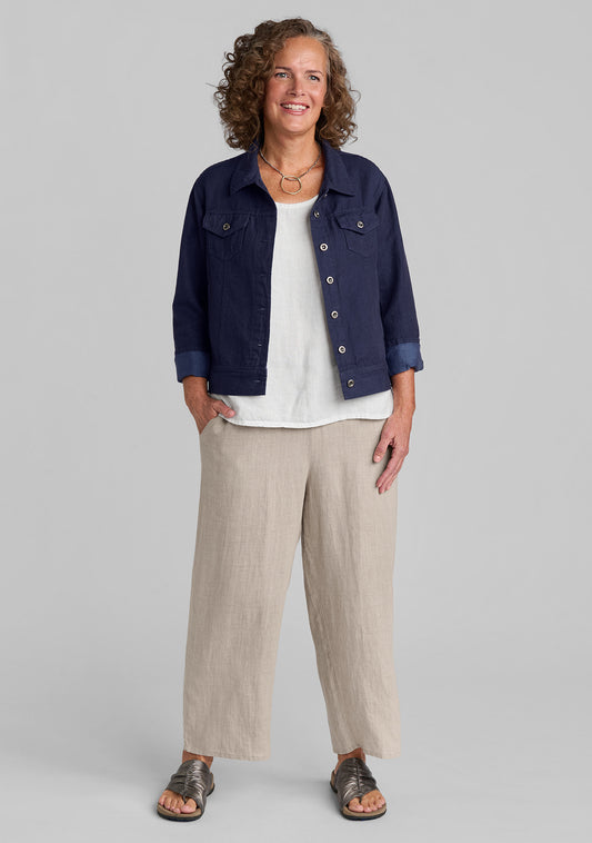 western jacket linen/cotton denim blue