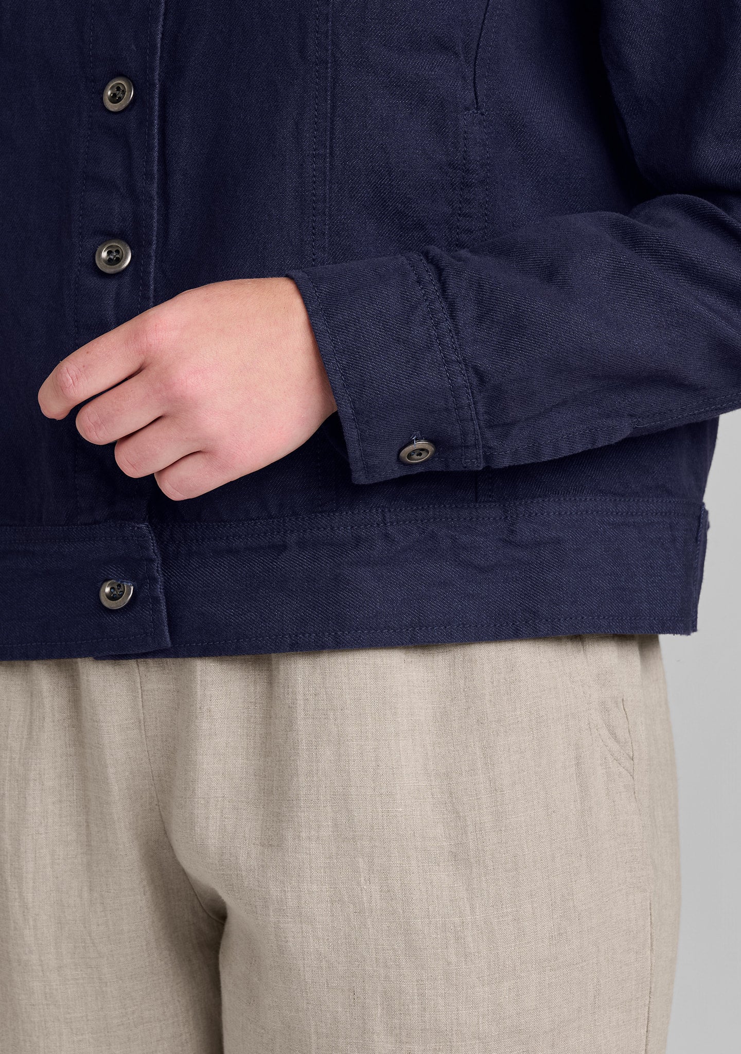 western jacket linen/cotton denim details