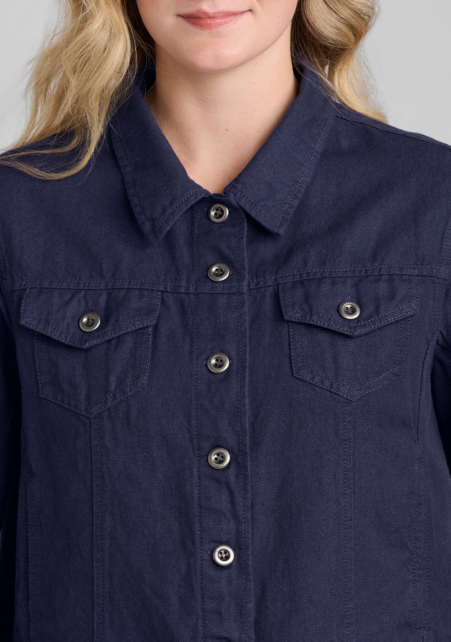western jacket linen/cotton denim details