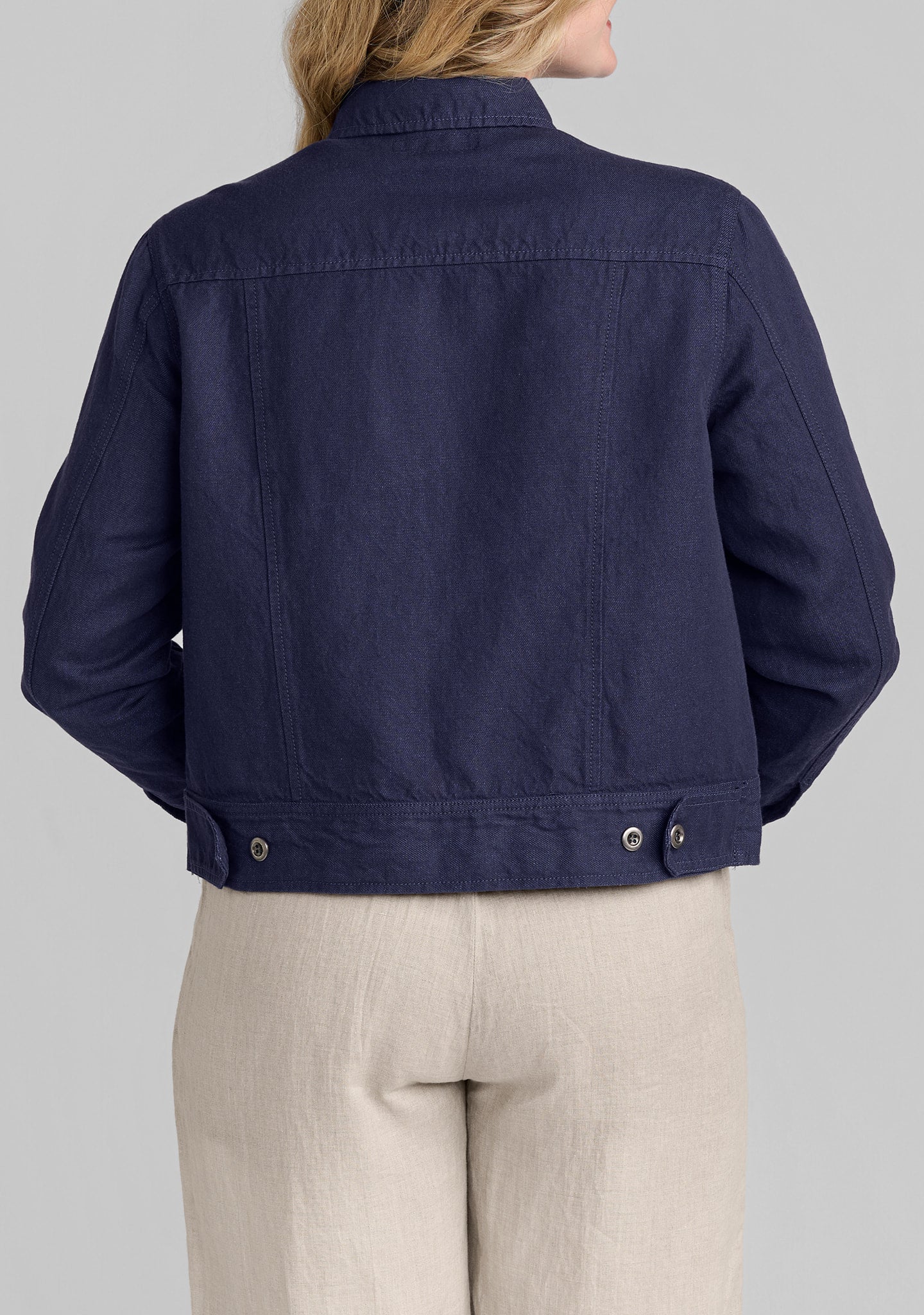 western jacket linen/cotton denim details