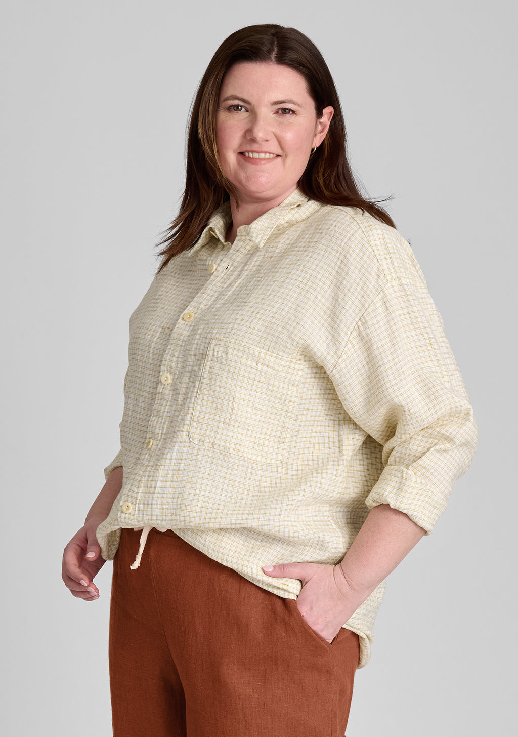 whole shirt linen button down shirt yellow