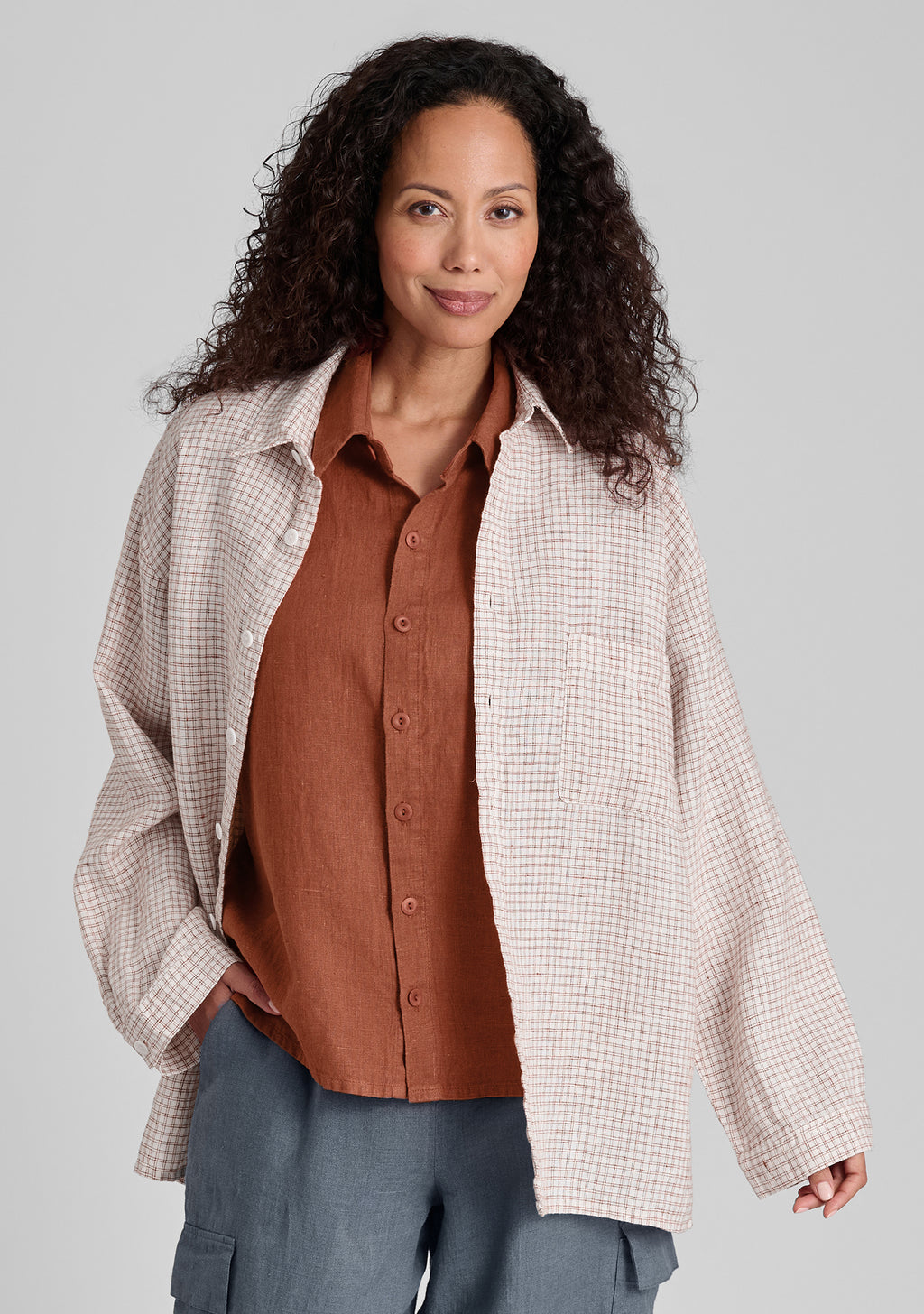 whole shirt linen button down shirt red
