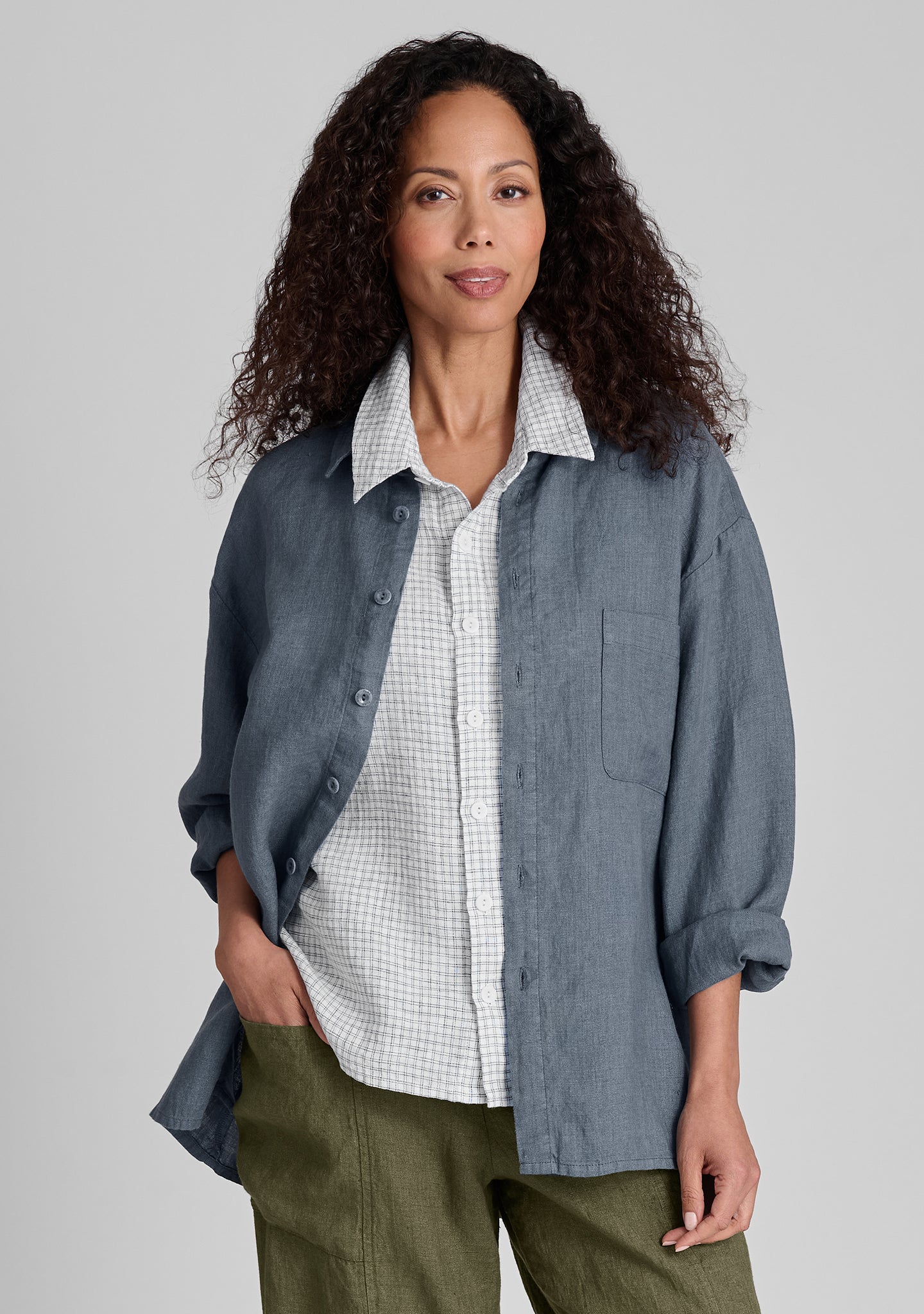 whole shirt linen button down shirt blue