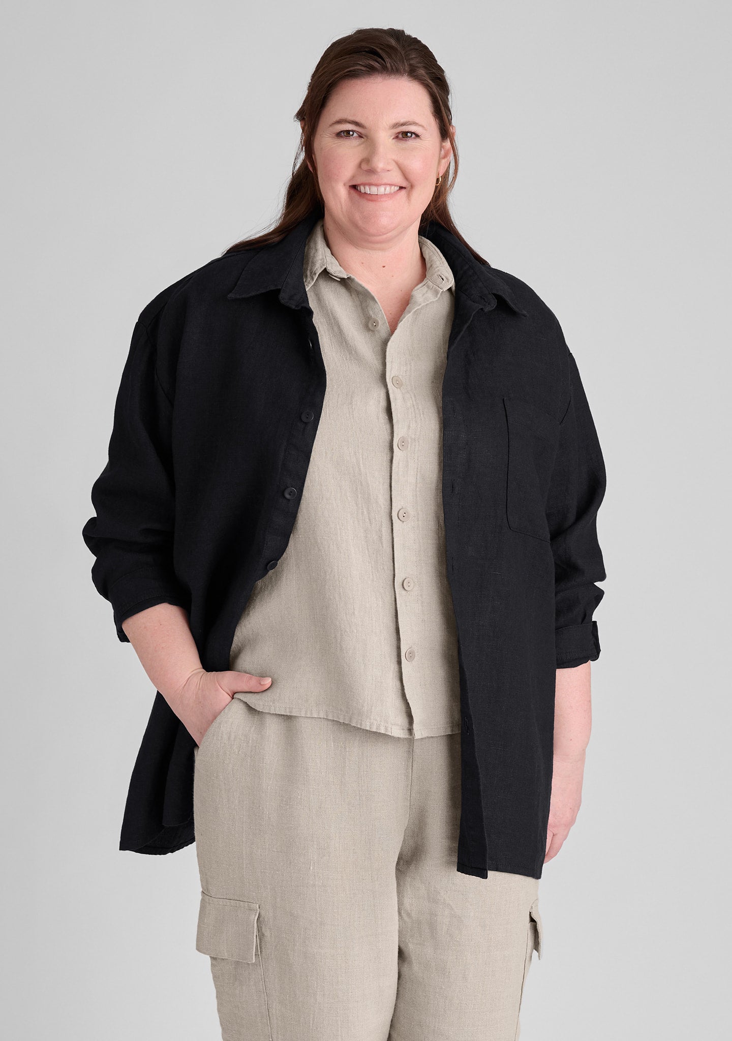 Whole Shirt - Linen Button Down Shirt - Black