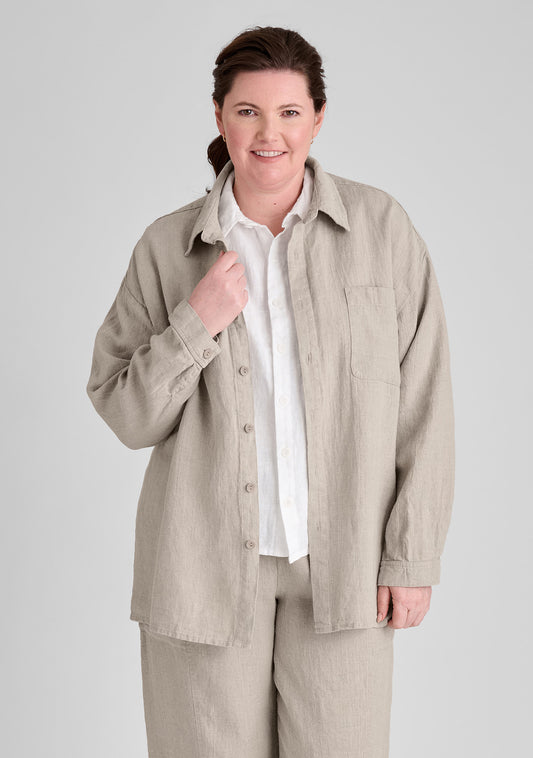 whole shirt linen button down shirt natural