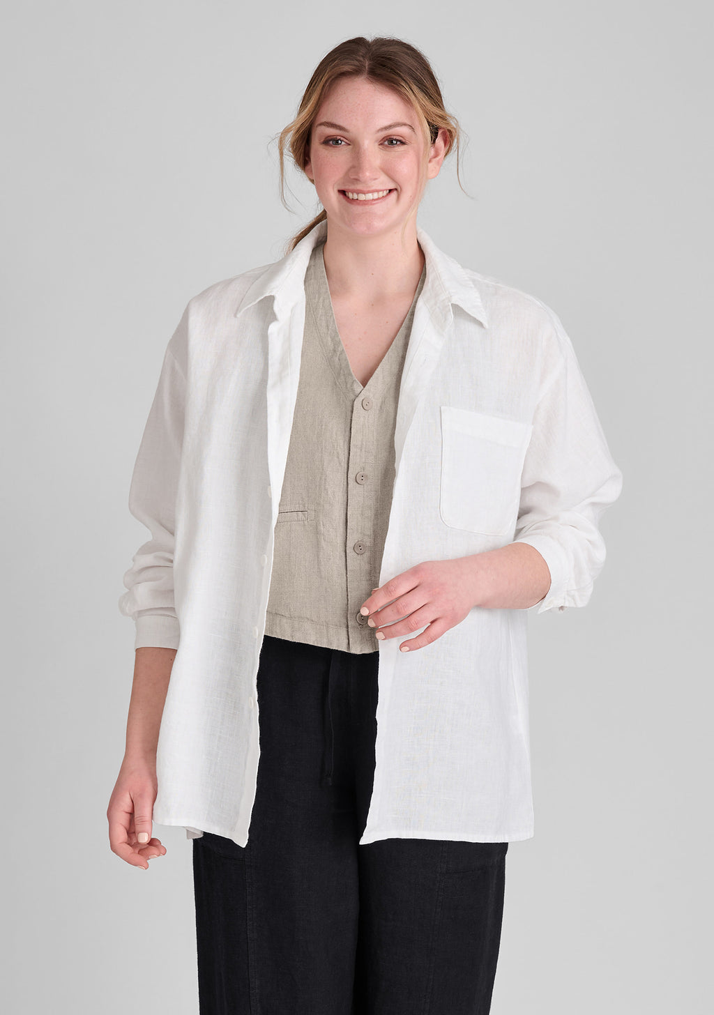 whole shirt linen button down shirt white