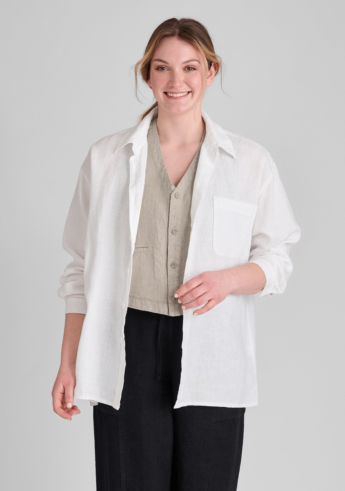 Whole Shirt - Linen Button Down Shirt - White