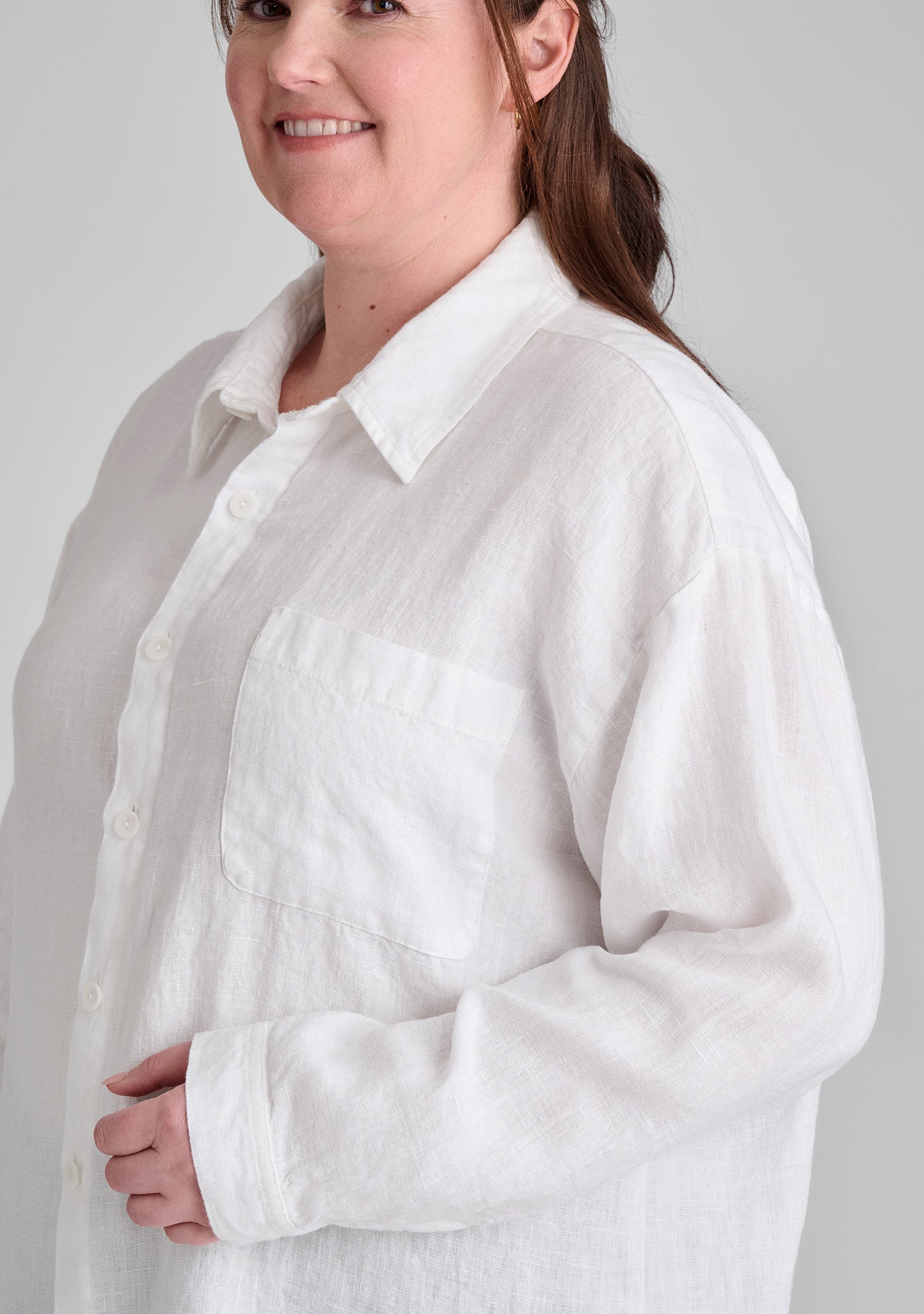 whole shirt linen button down shirt details