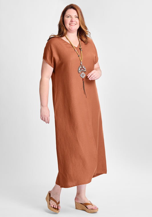 yara dress linen maxi dress orange