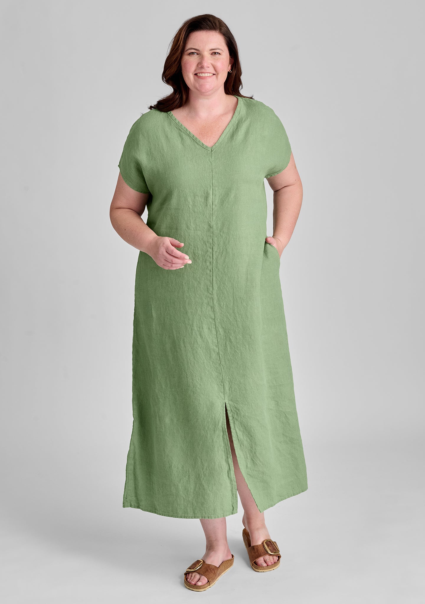 yara dress linen maxi dress green