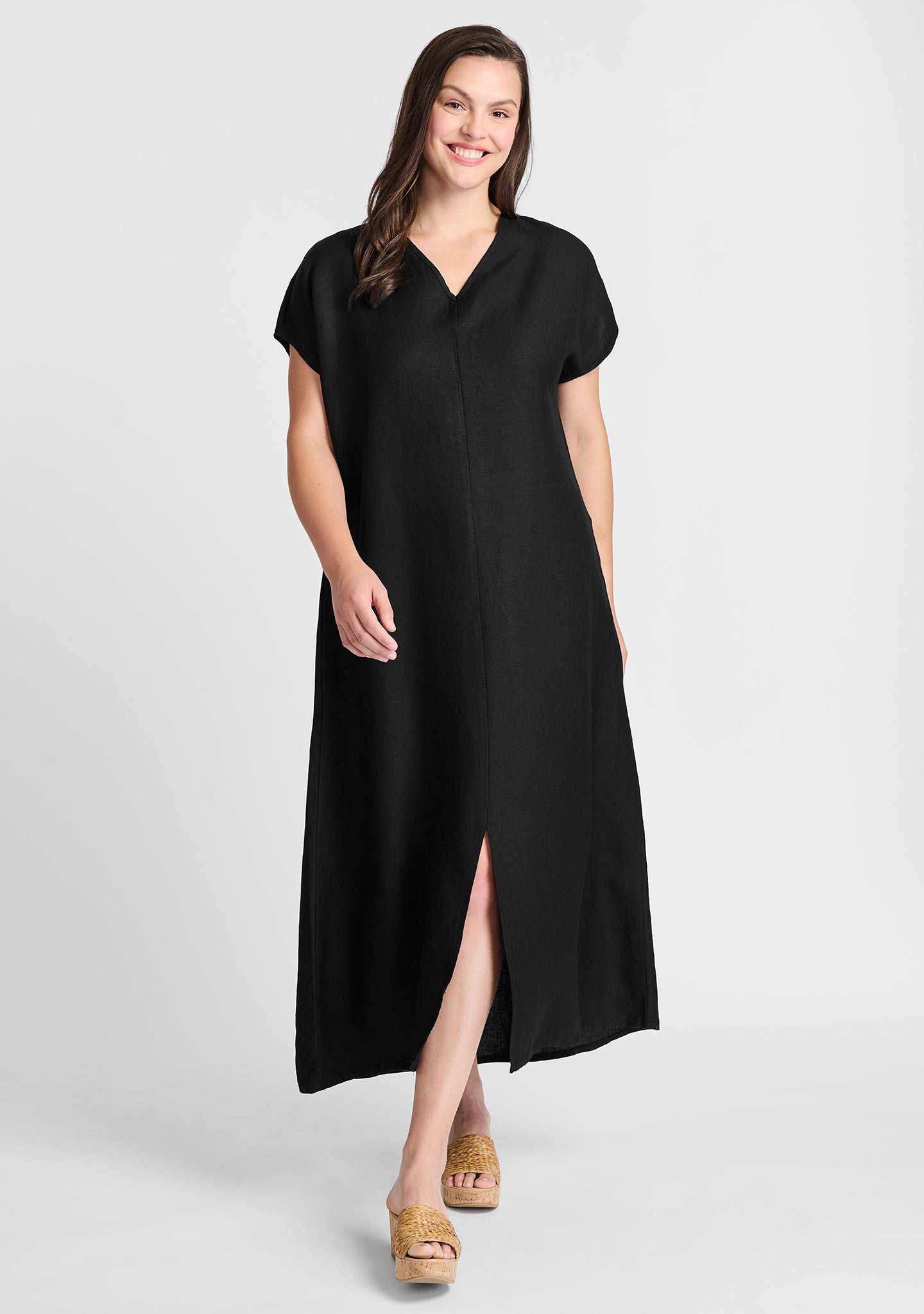 yara dress linen maxi dress black