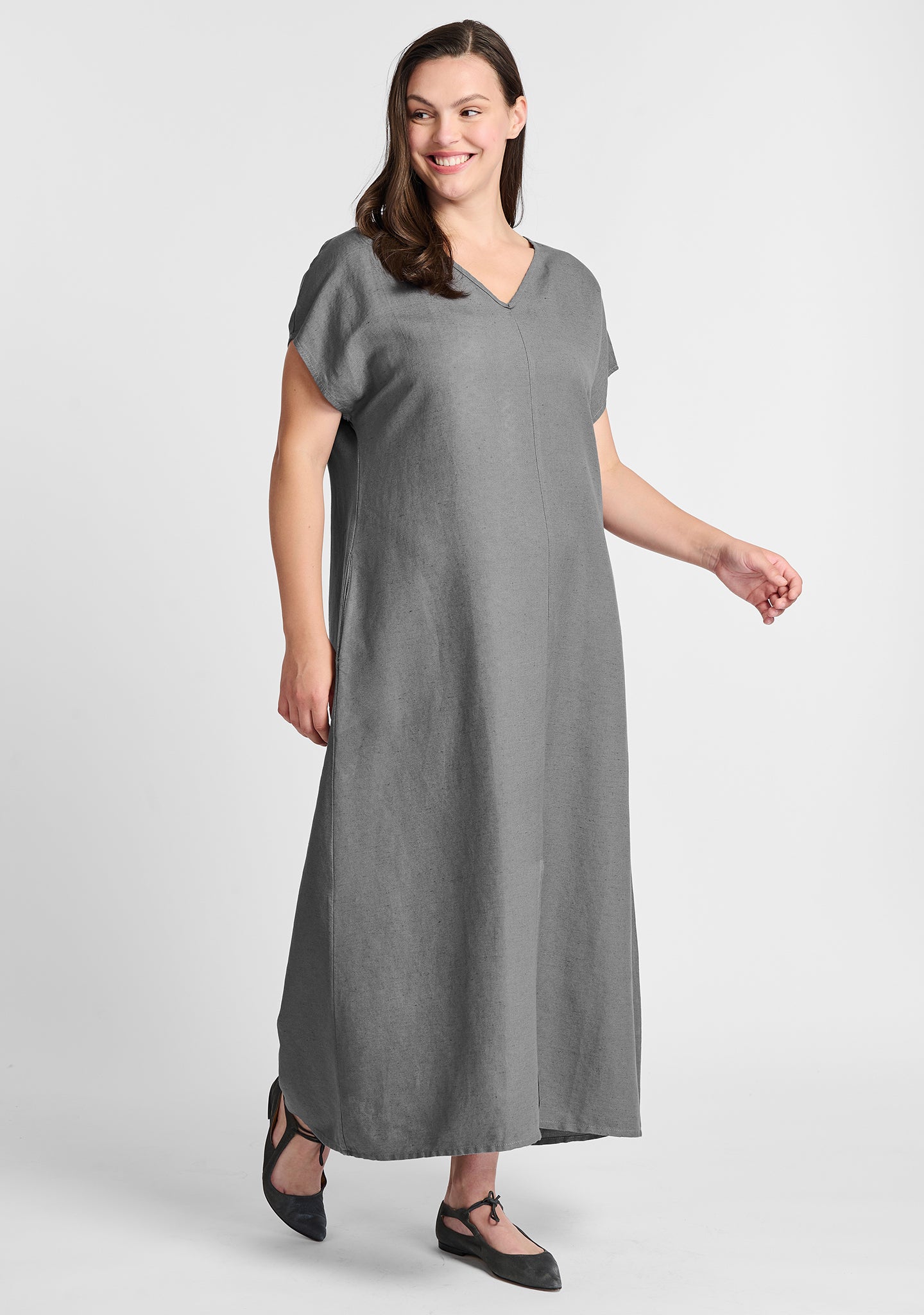 yara dress linen maxi dress grey