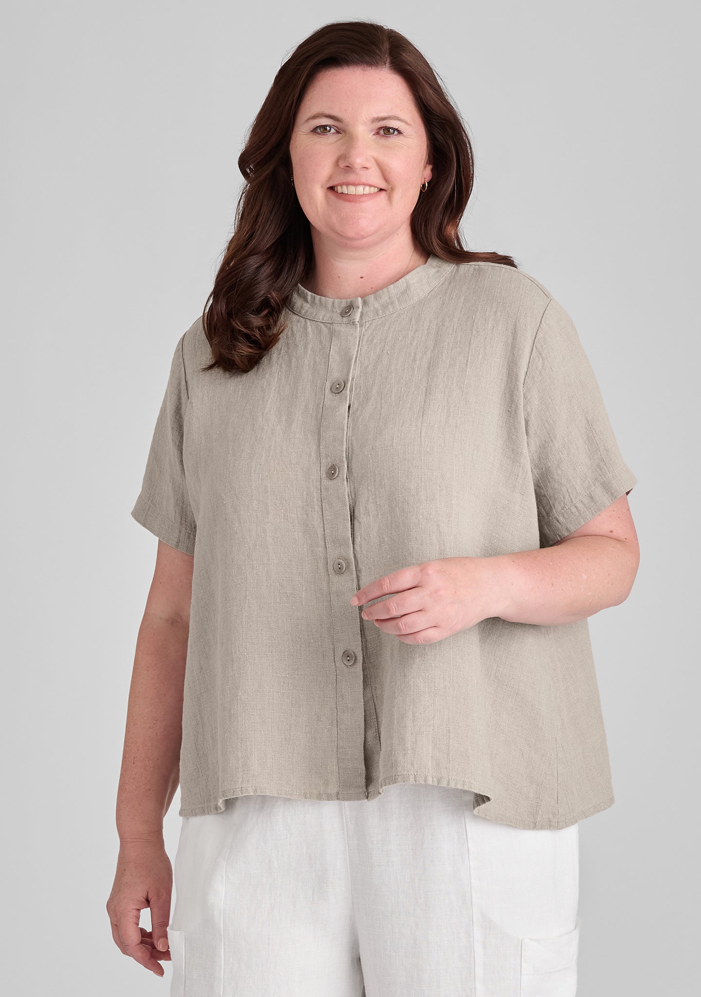 zdenka blouse linen button down shirt natural