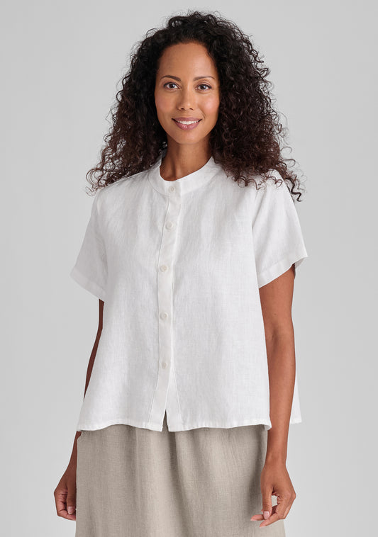 zdenka blouse linen button down shirt white