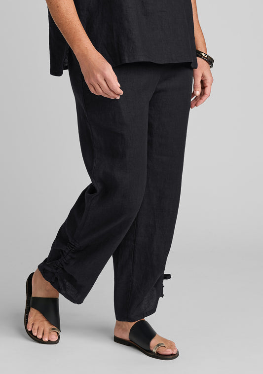 zen pant linen pants with elastic waist black