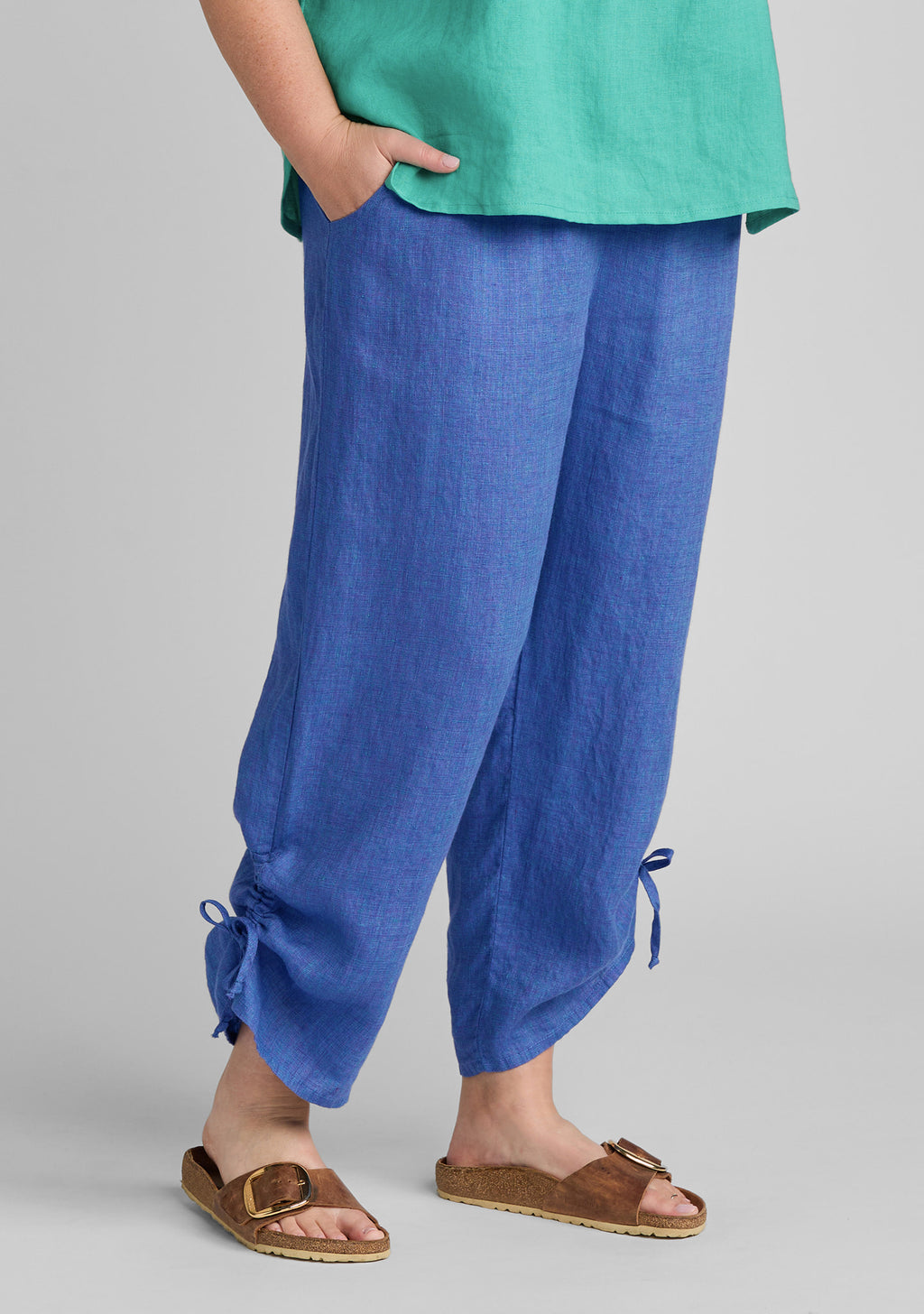 zen pant linen pants with elastic waist blue