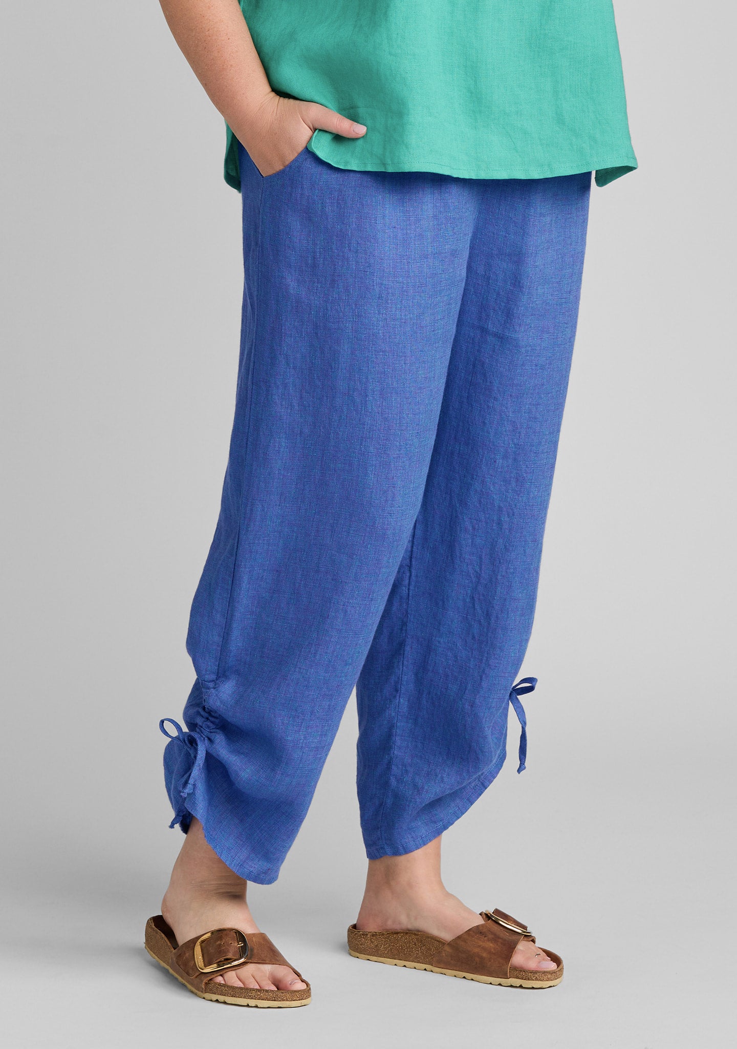 zen pant linen pants with elastic waist blue