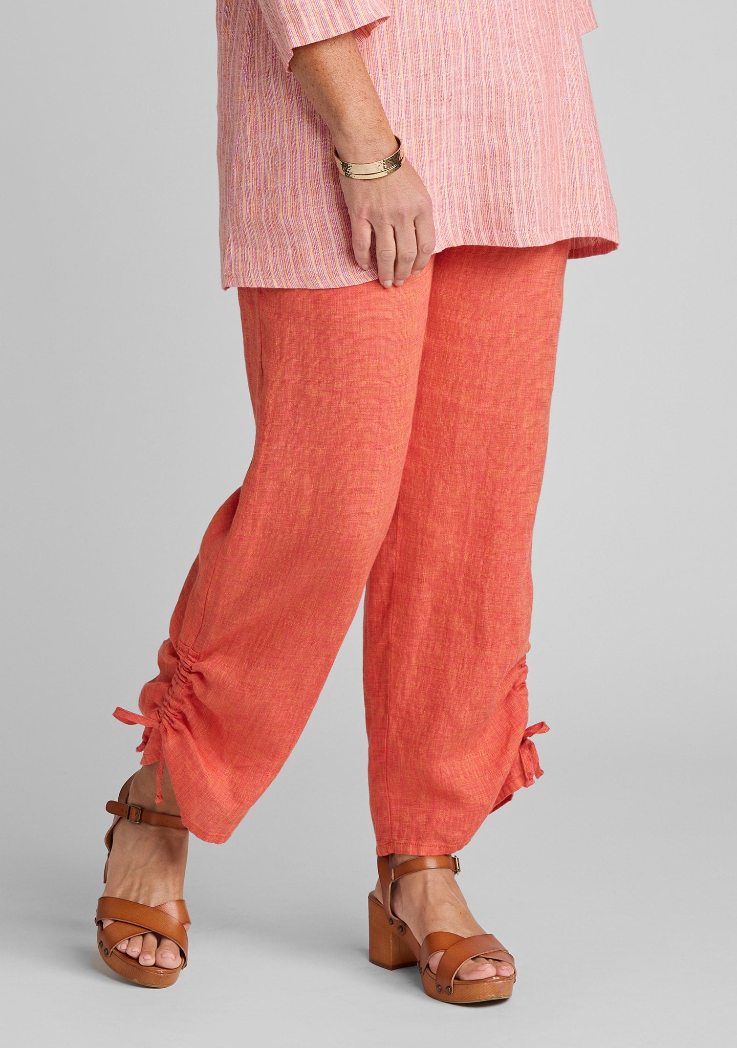 zen pant linen pants with elastic waist orange