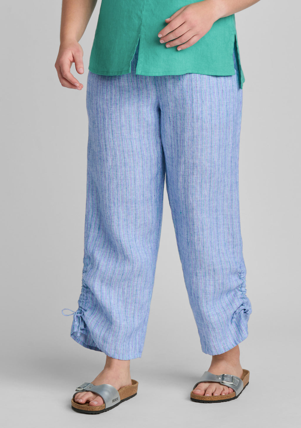 zen pant linen pants with elastic waist blue