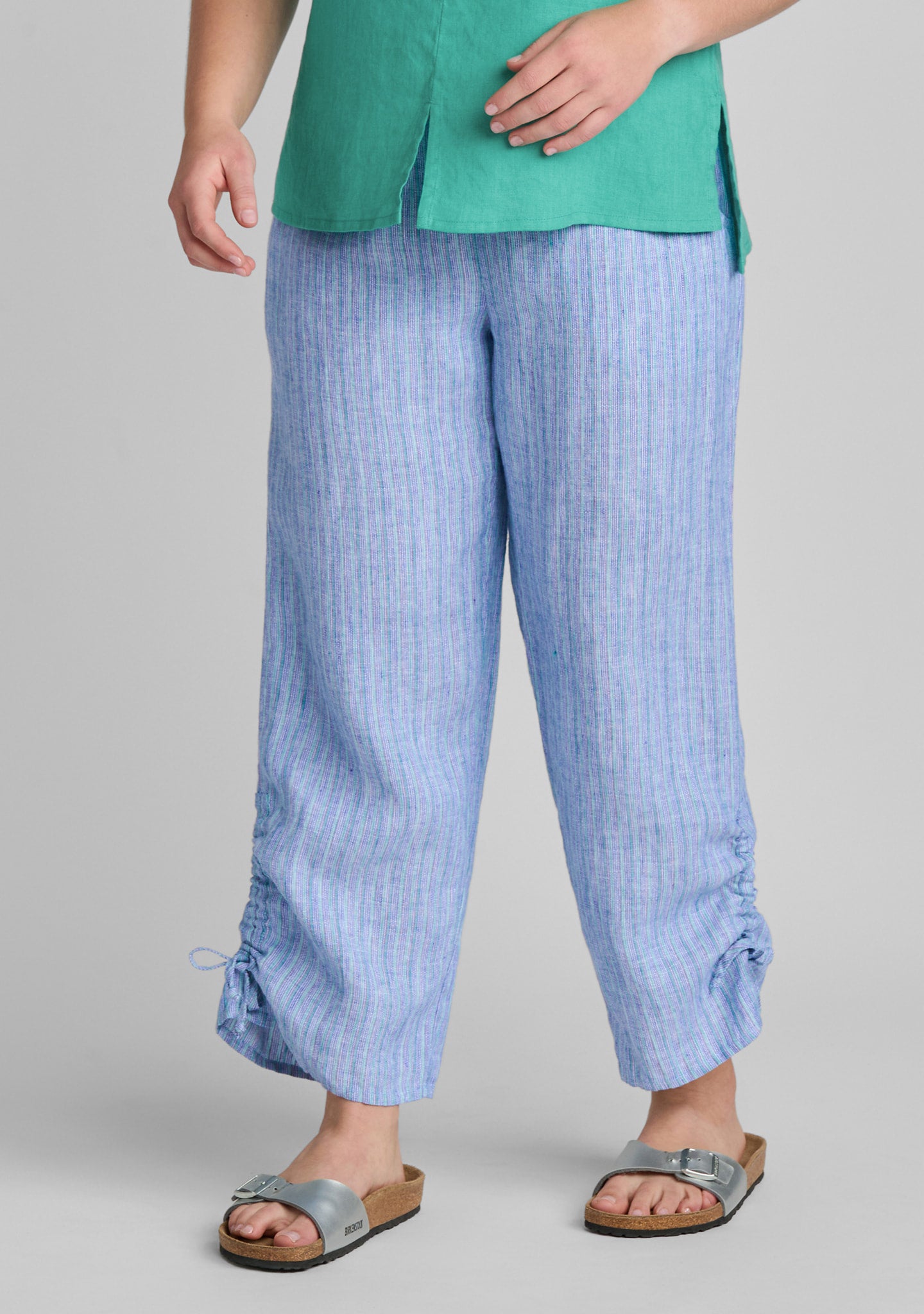 zen pant linen pants with elastic waist blue