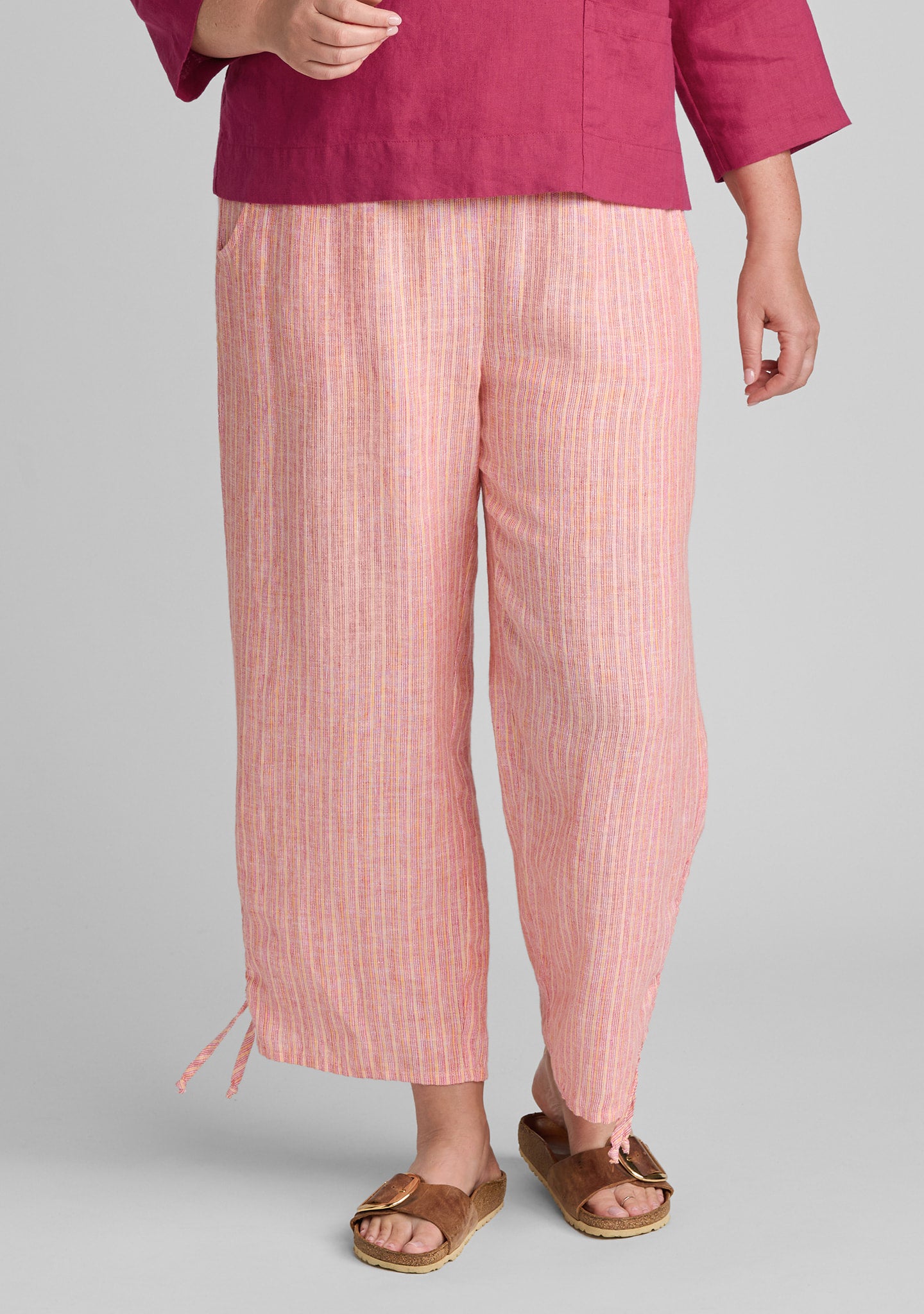 Zen Pant - Linen Pant With Elastic Waist - Sun Stripe