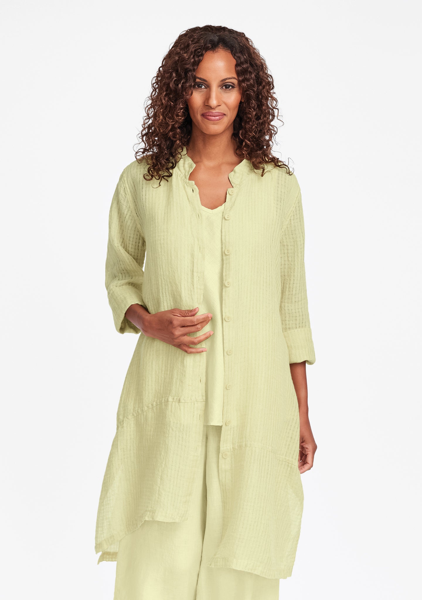 abstract duster linen jacket yellow