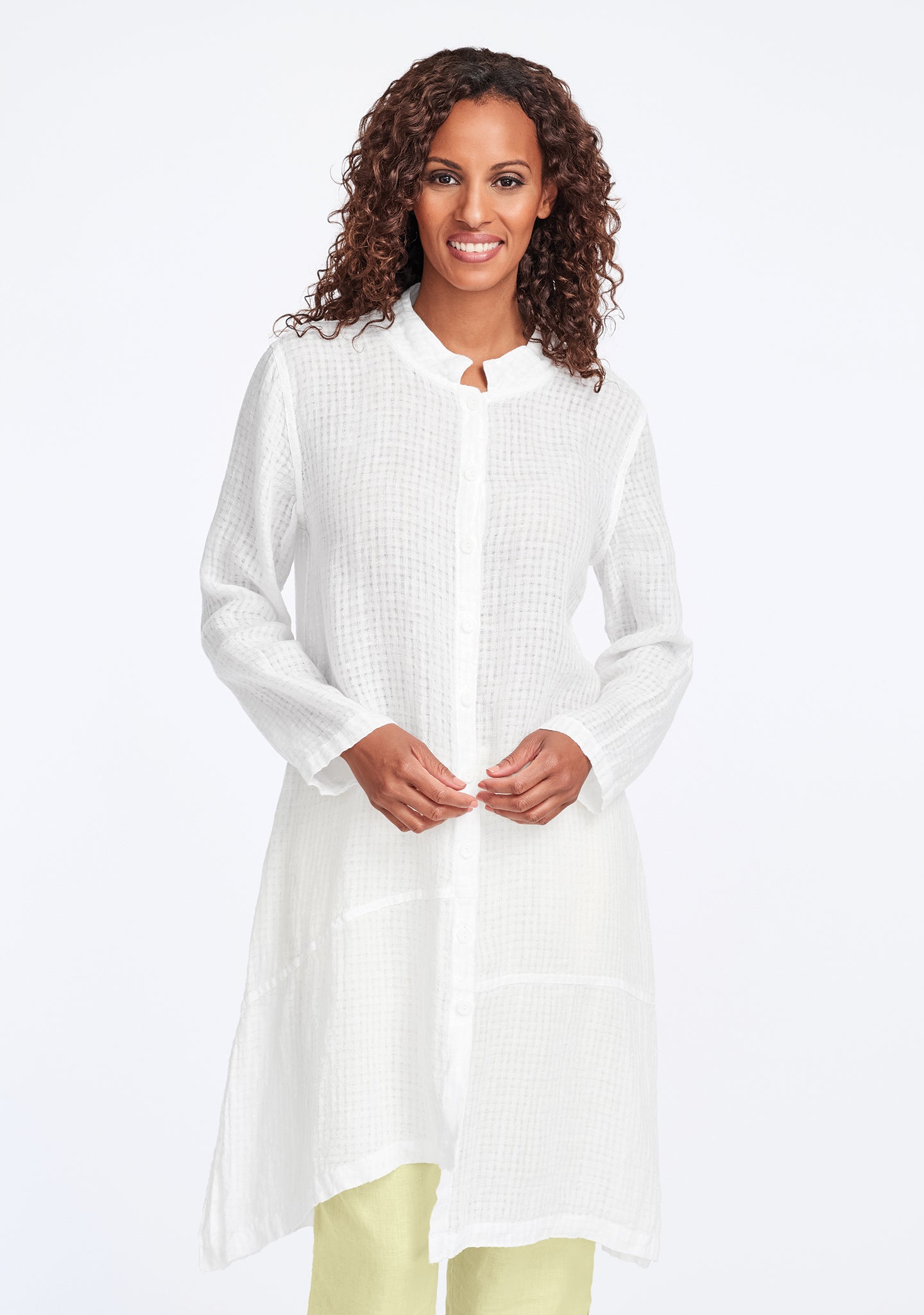 abstract duster linen jacket white