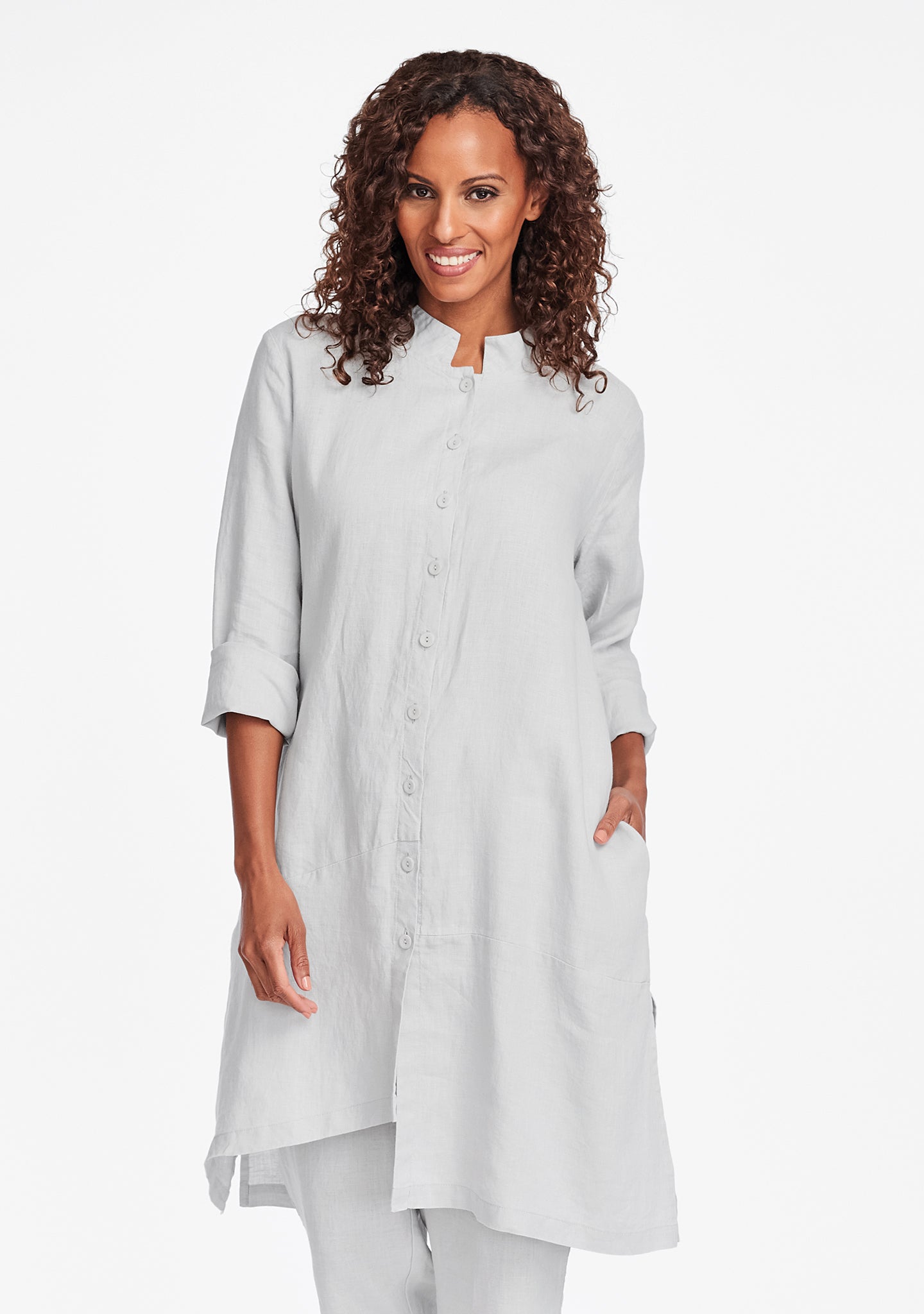 abstract duster linen jacket grey