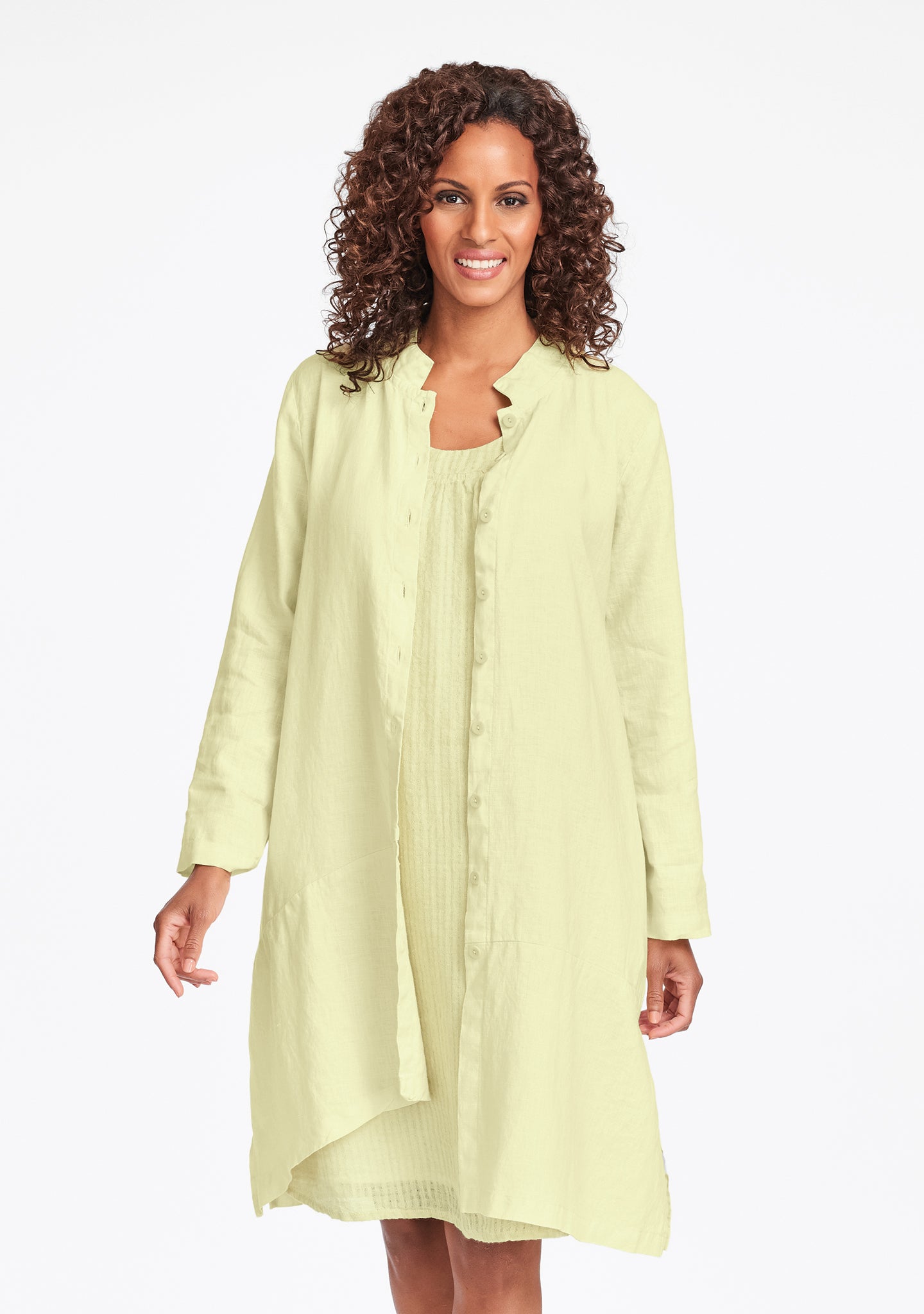 abstract duster linen jacket yellow