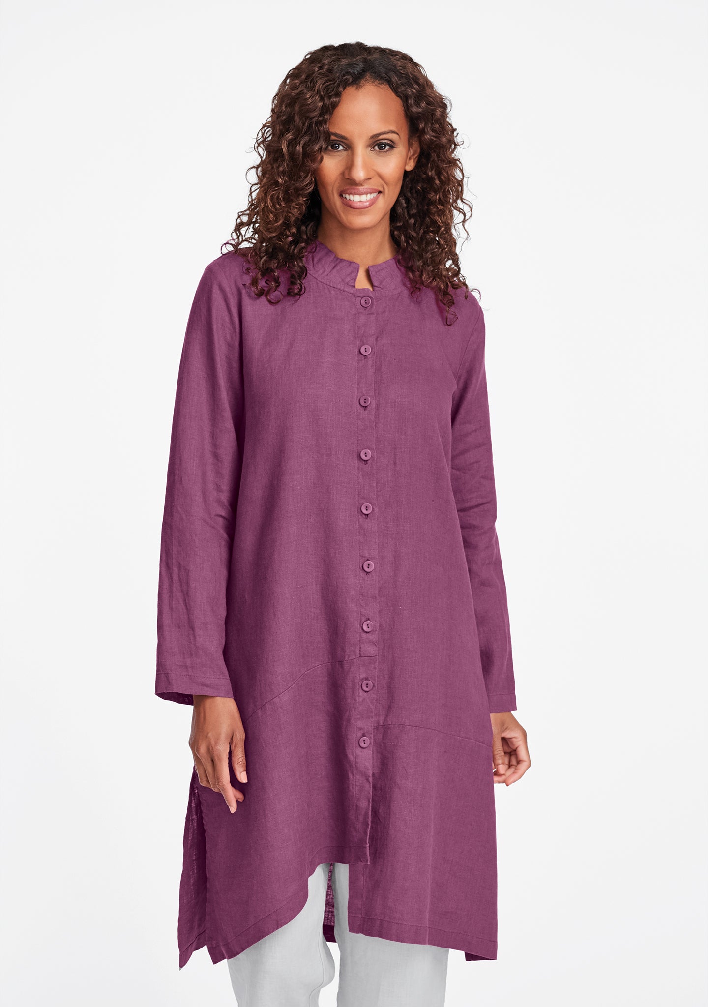 abstract duster linen jacket purple