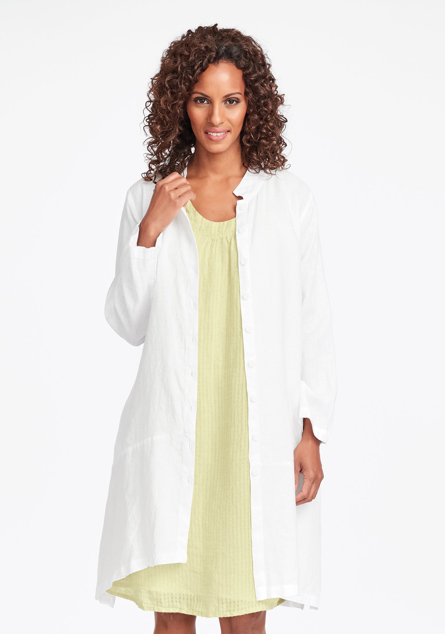 abstract duster linen jacket white