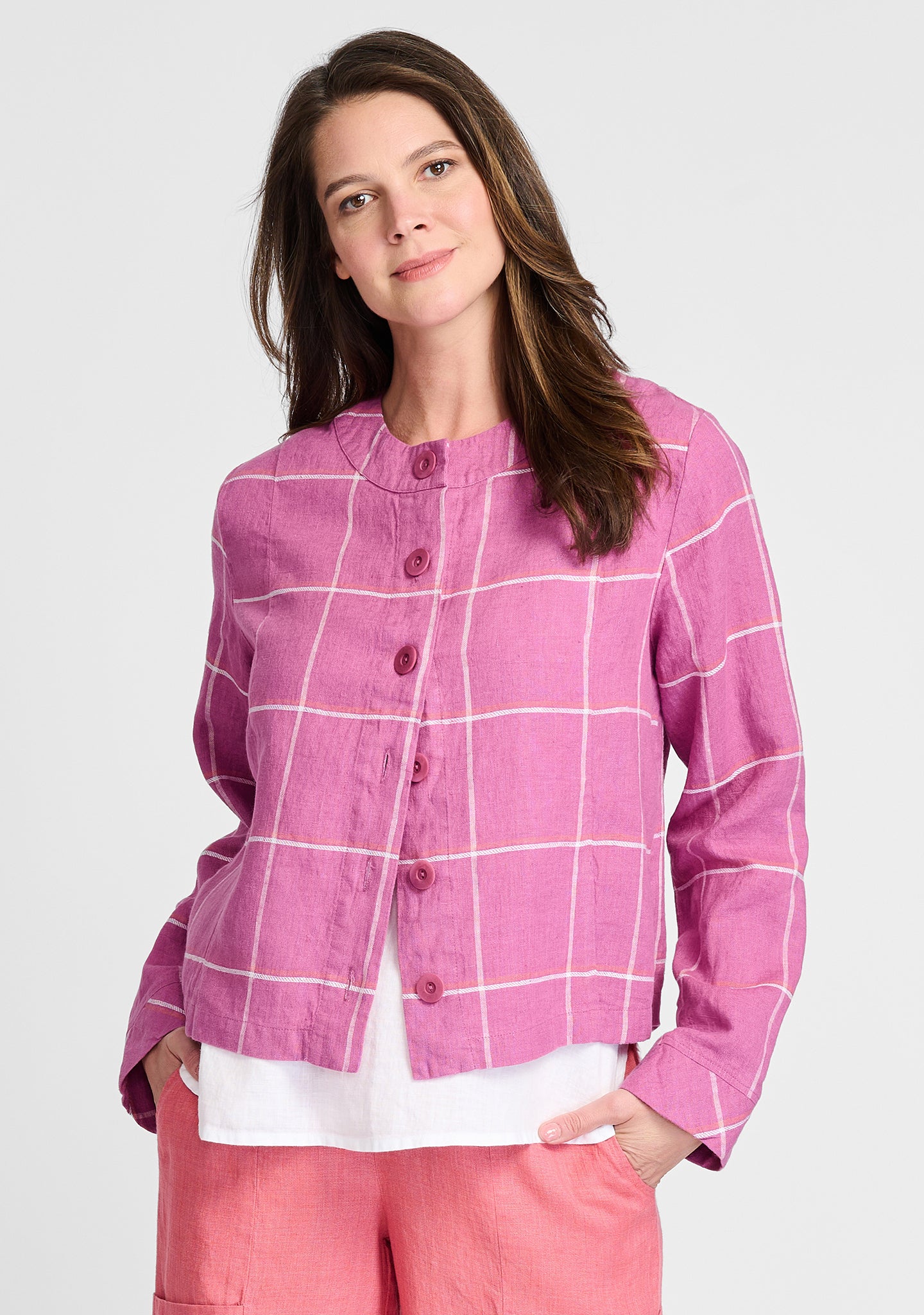 adele jacket linen jacket pink