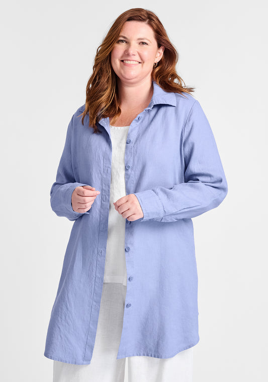 afternoon cover linen button down shirt blue