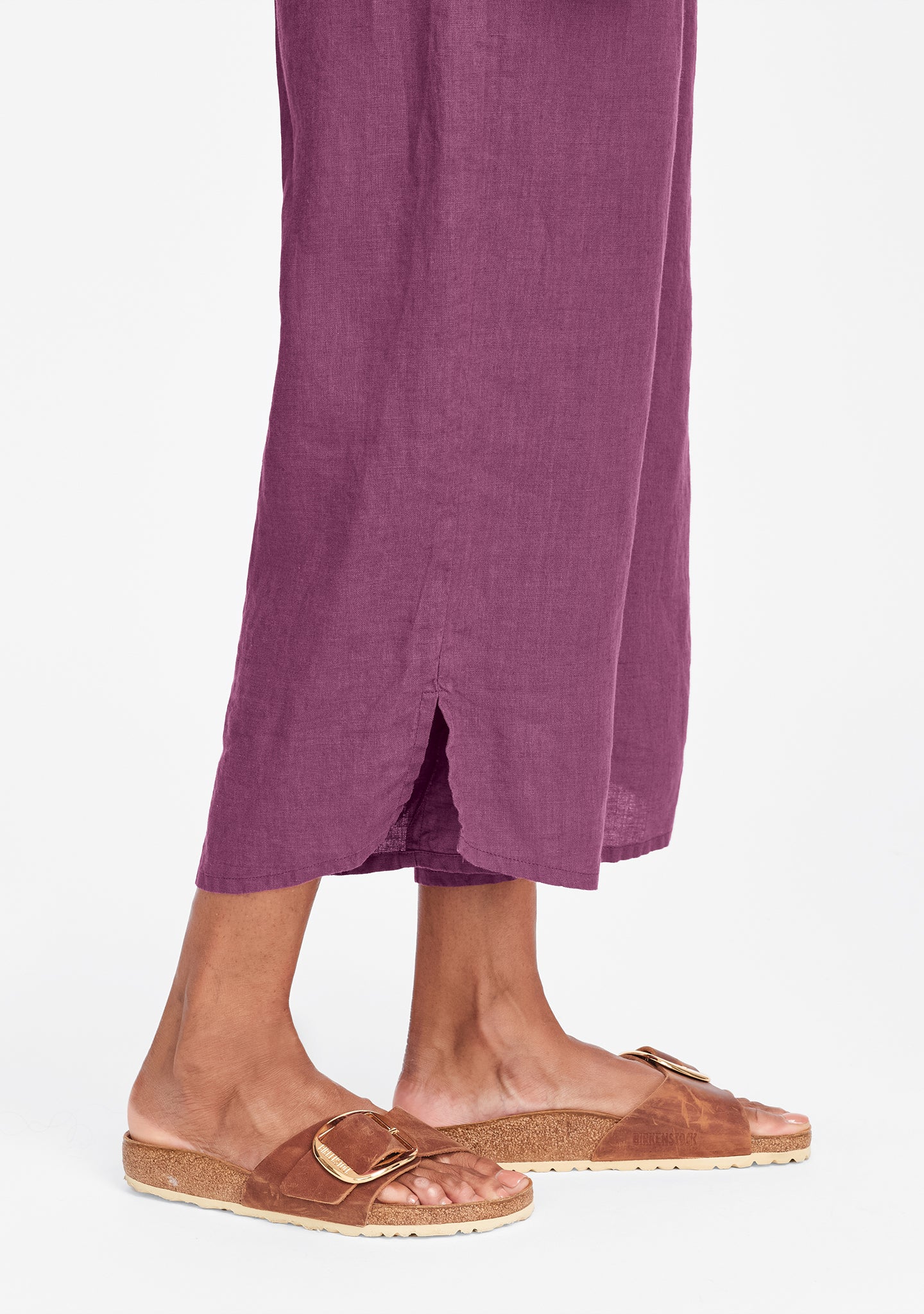 airy floods linen pants with elastic waist details